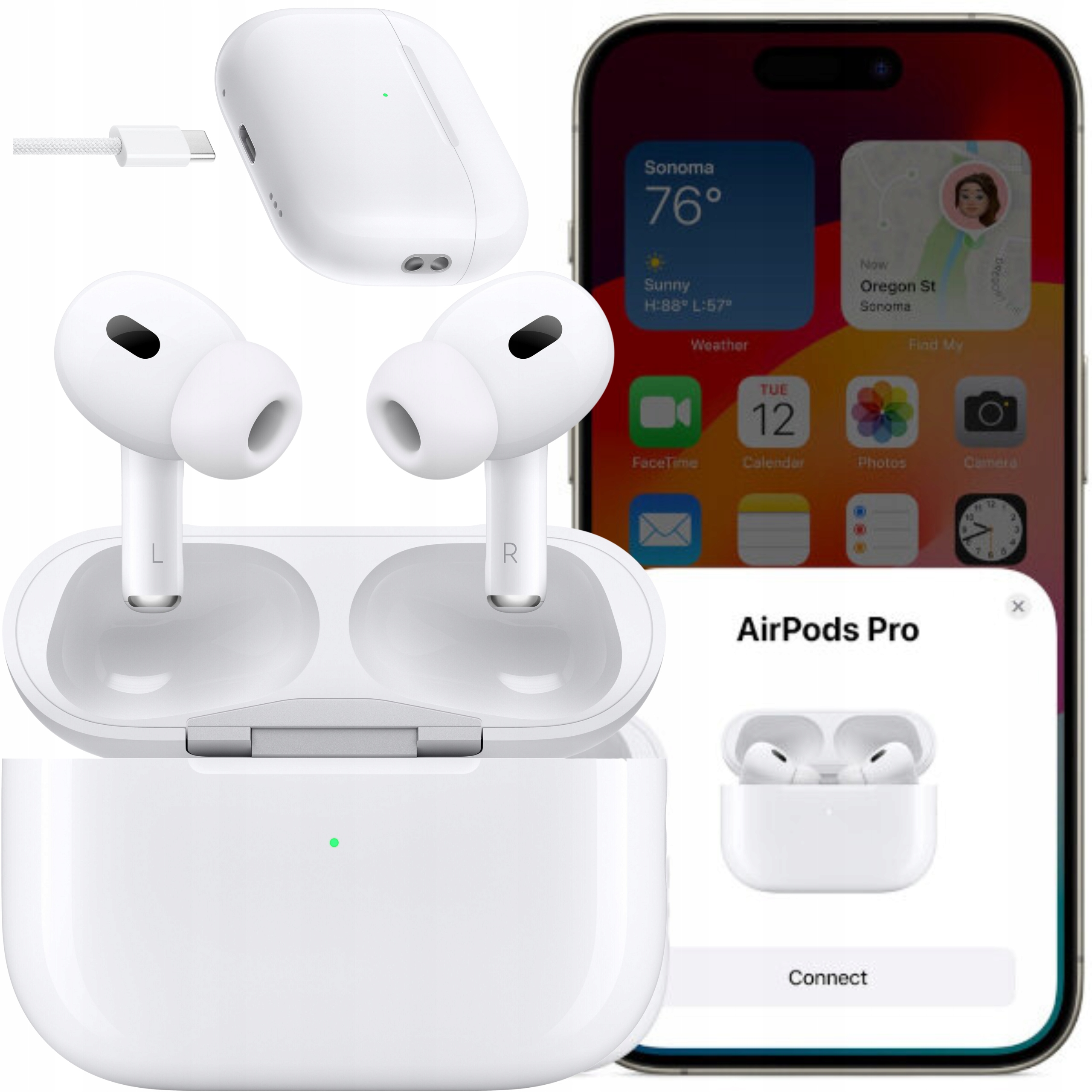 Słuchawki Apple Airpods Pro II Usb-c Bezprzewodowe Dokanałowe Bluetooth