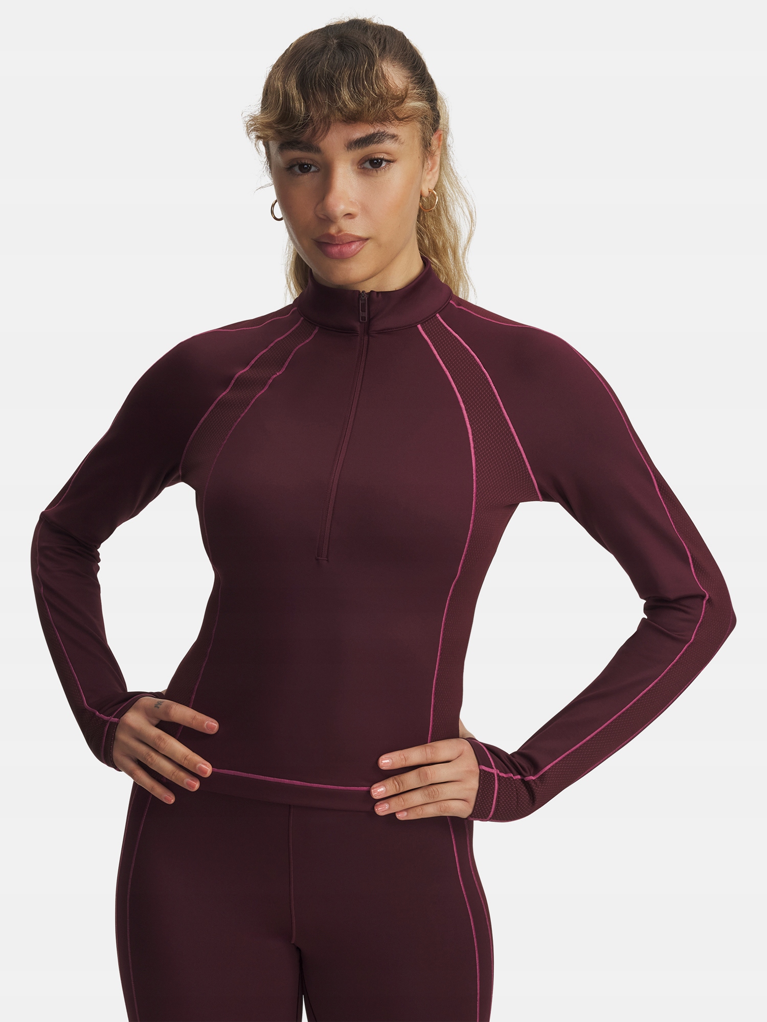 Dámské tričko Under Armour Ua ColdGear Textured 1/2 Zip-RED vel. L