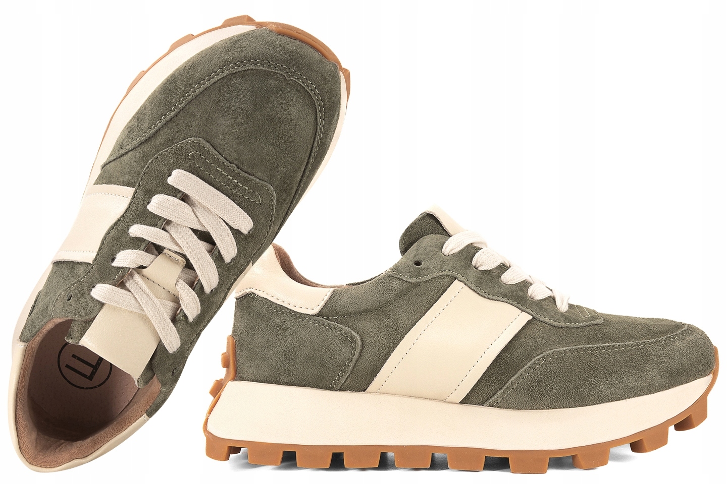 Filippo DP7112 Dámské Polobotky Tenisky Na Platformě Kůže khaki 37