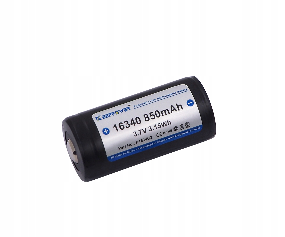 

Kp ICR16340-85PCM 850mAh Li-ION CR123 3,7V 1/2A