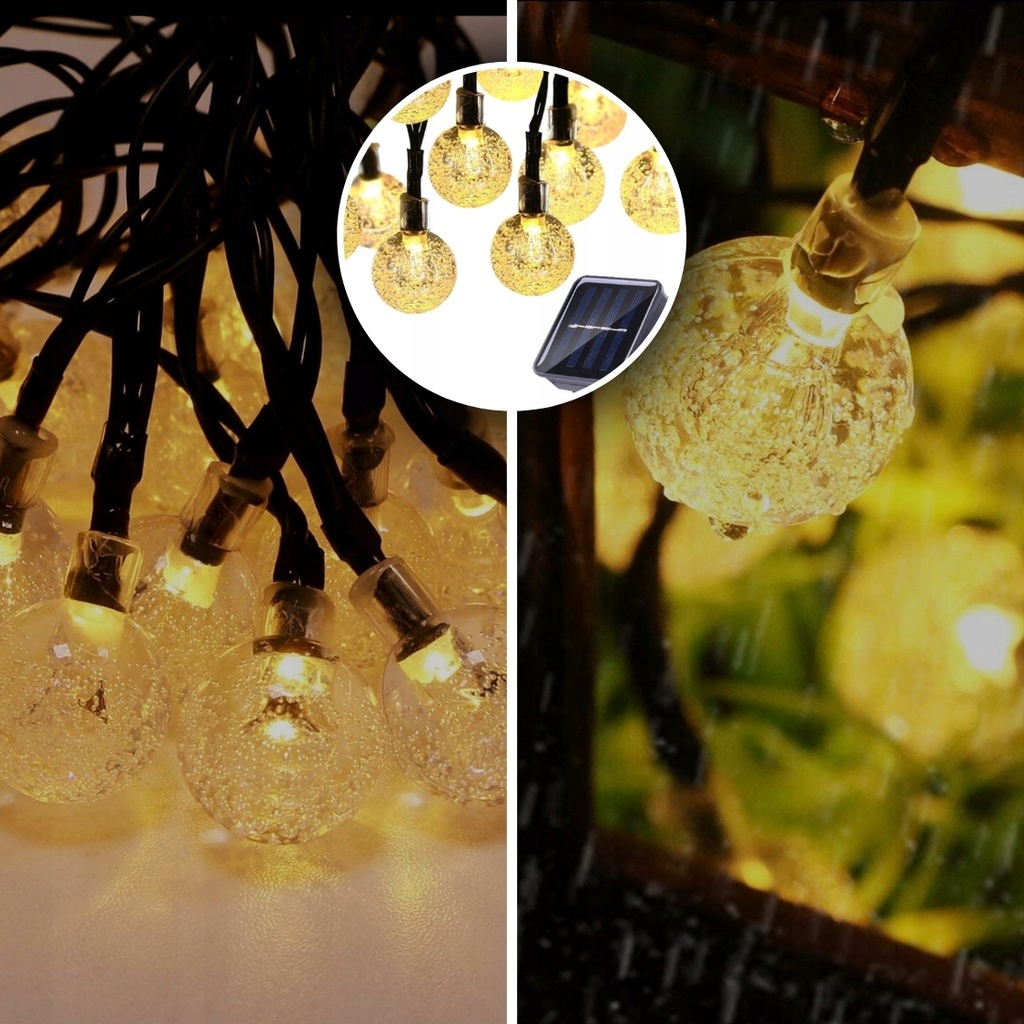 GIRLANDA SOLARNA OGRODOWA LAMPKI SOLARNE 50x LED NA BALKON 5m SOLARY Długość 500 cm
