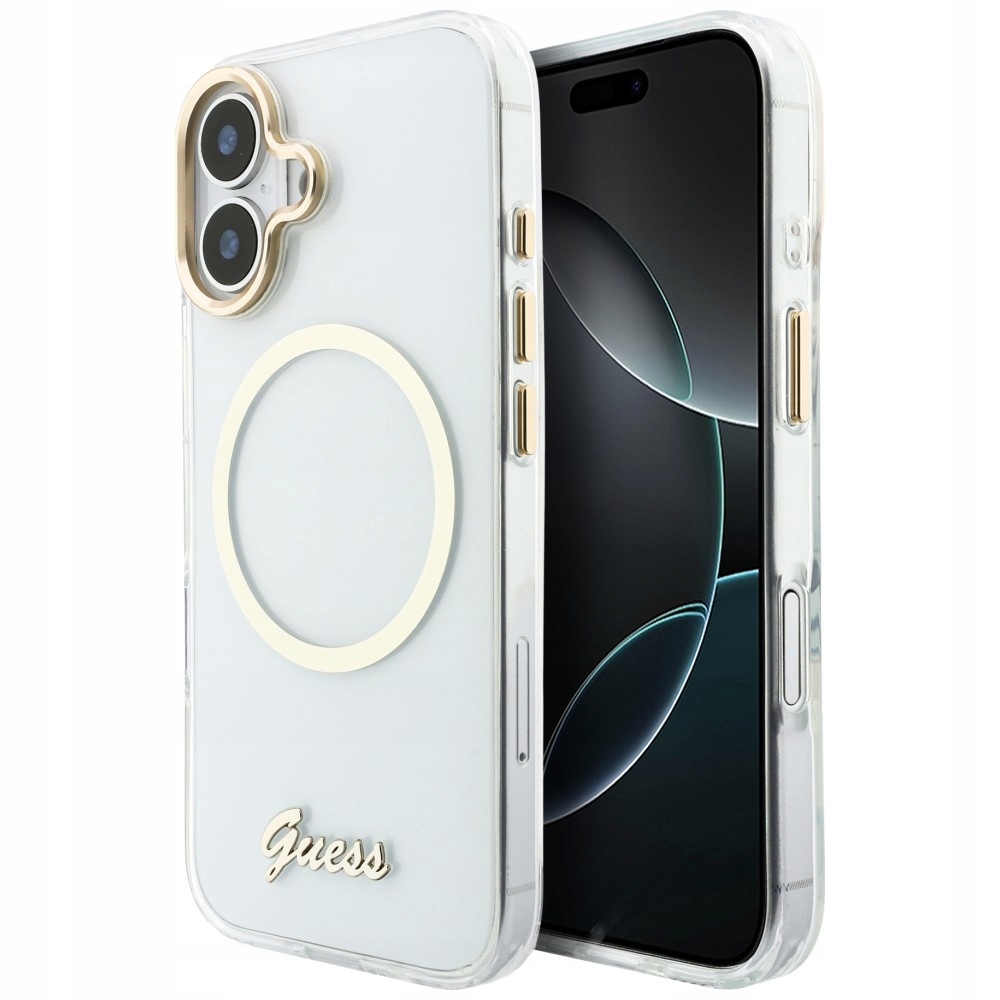 Pouzdro Pro Iphone 17 Guess IML Script Metal Magsafe Průhledné