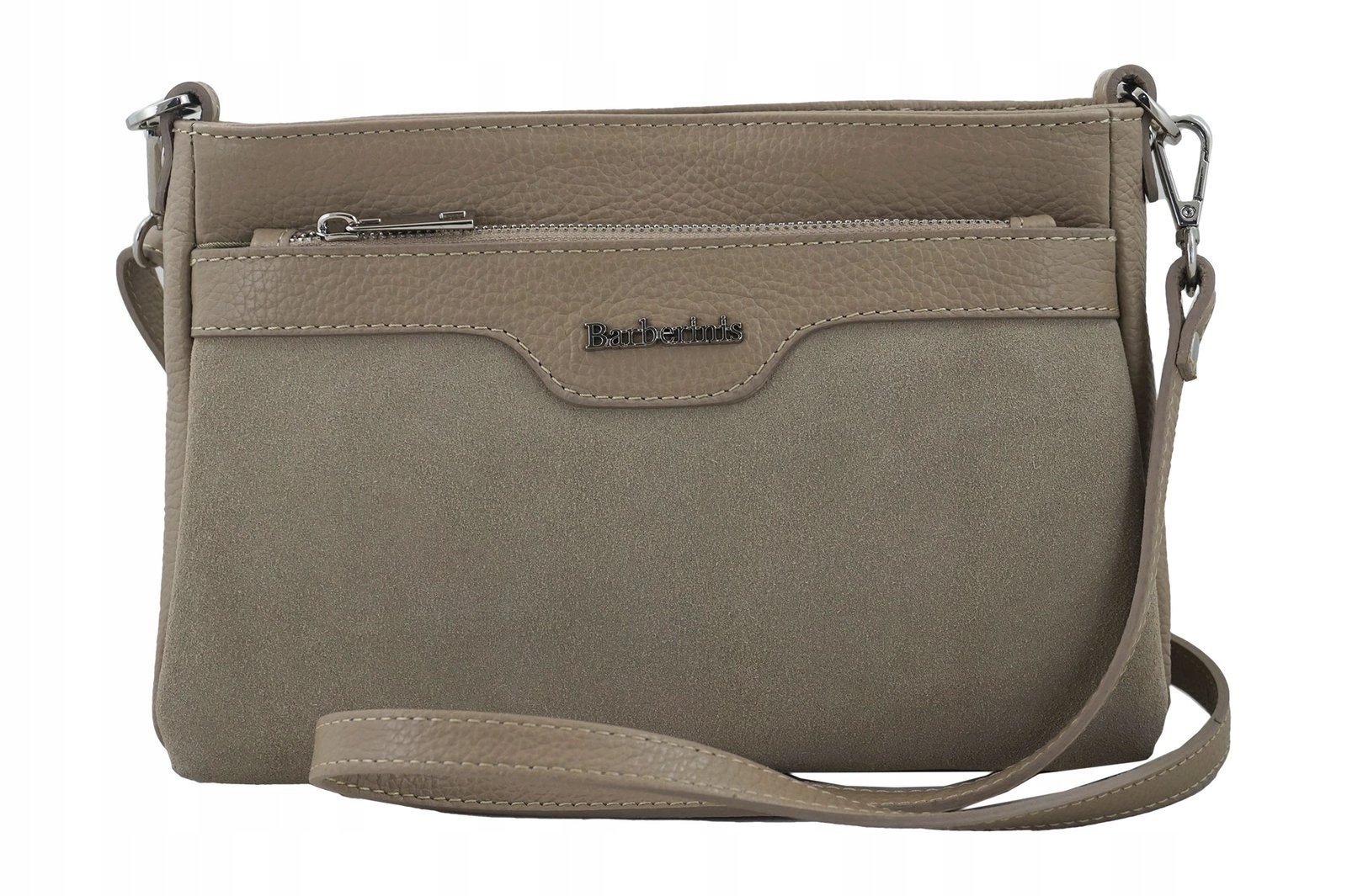 Dámská kožená vizitková kabelka s přídavkem semiše béžová