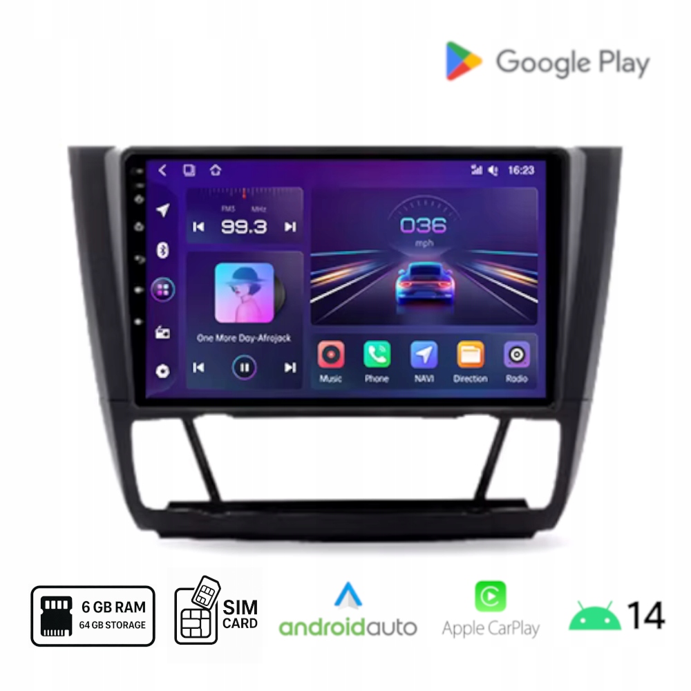 Android rádio Bmw E87 E88 E81 E82 Carplay Android Auto Wi-Fi Sim 6+128 Gb