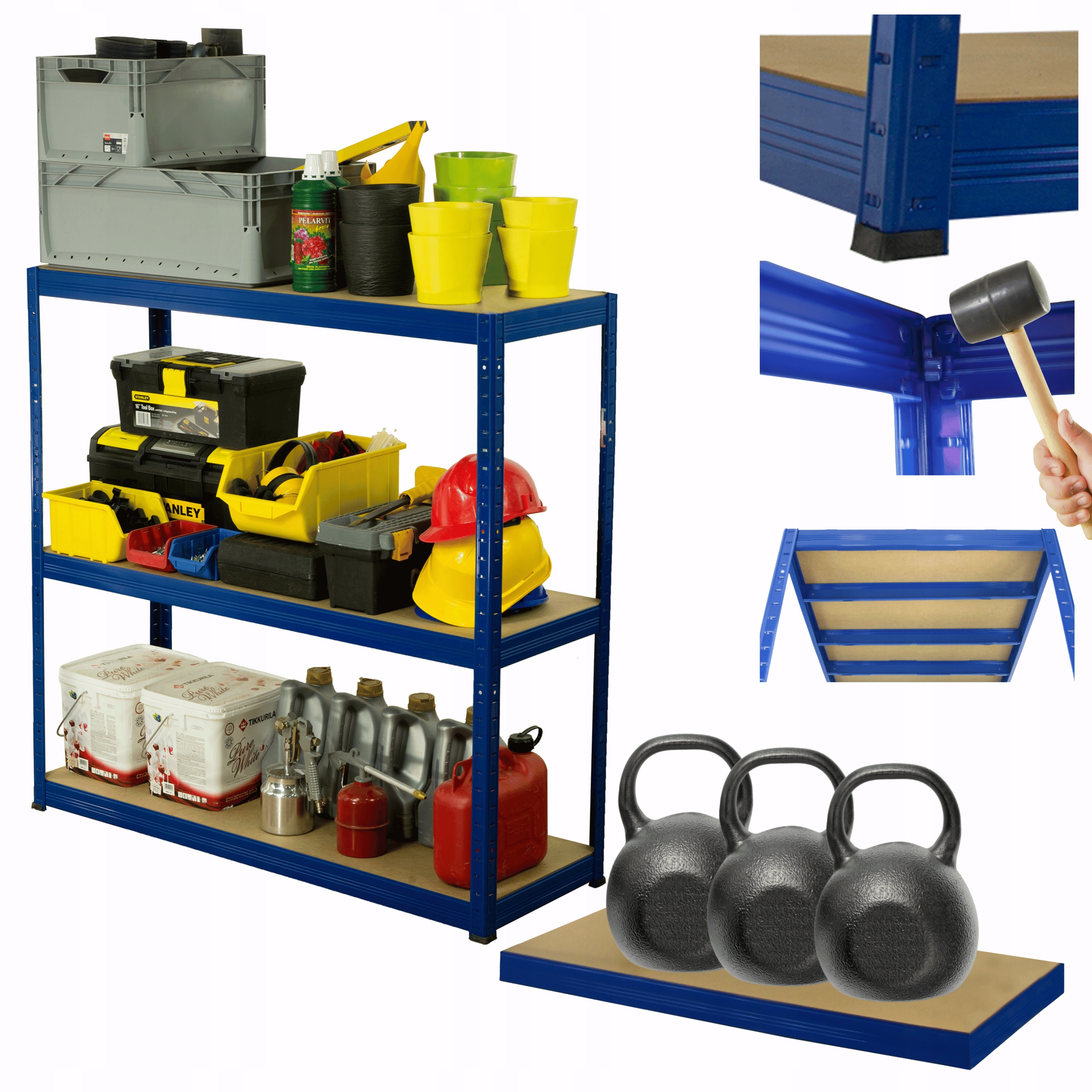 Kovový skladový regál a stojan Helios 90x75x40 cm 3Px350 kg