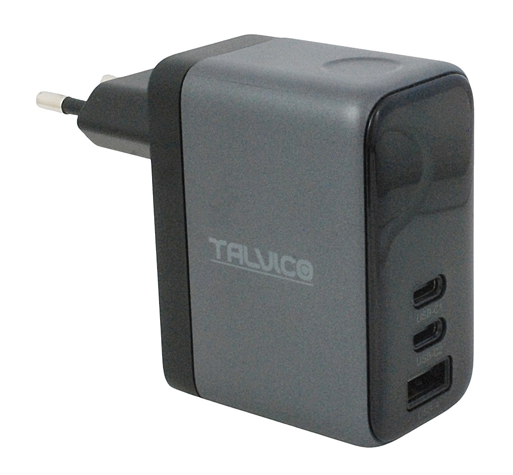 Rychlá Síťová Nabíječka Napájecí Adaptér Kostka Qc Pd 65W 1xUSB-A 2xUSB-C Talvico