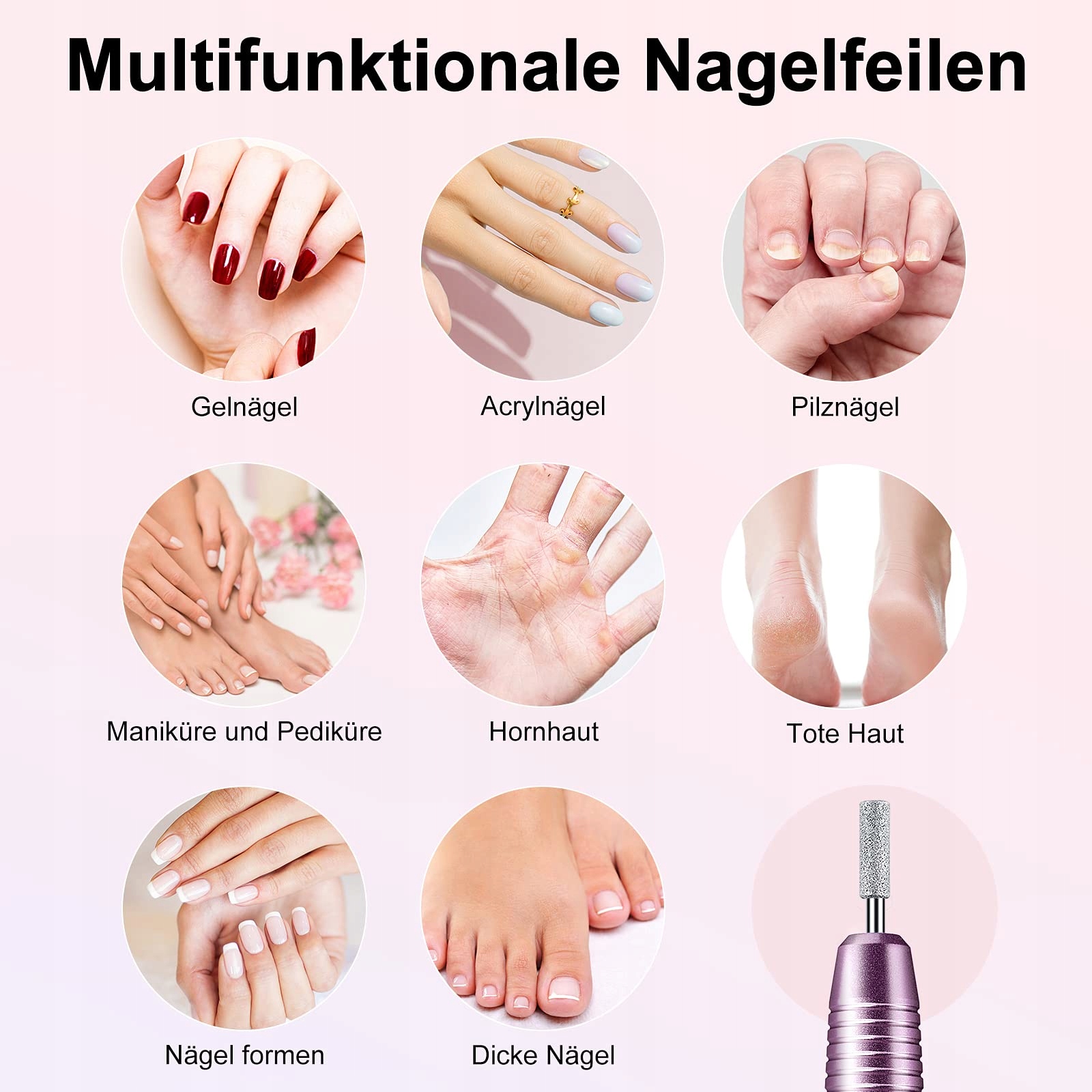 COSLUS Bezprzewodowy Zestaw Do Manicure Pedicure 11w1 Frezarka Do Paznokci — miniatura 6