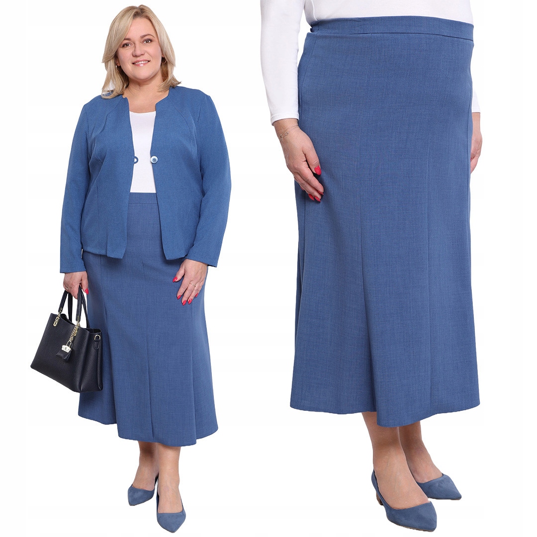 Modrá lněná sukně 54