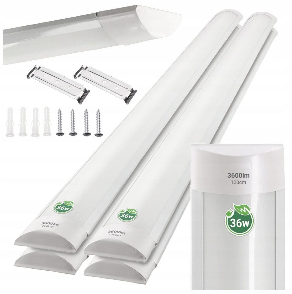 Lampa Led Oprawa Sufitowa 36W 120cm Natynkowa Do Garażu Warsztatu 4500K 4x