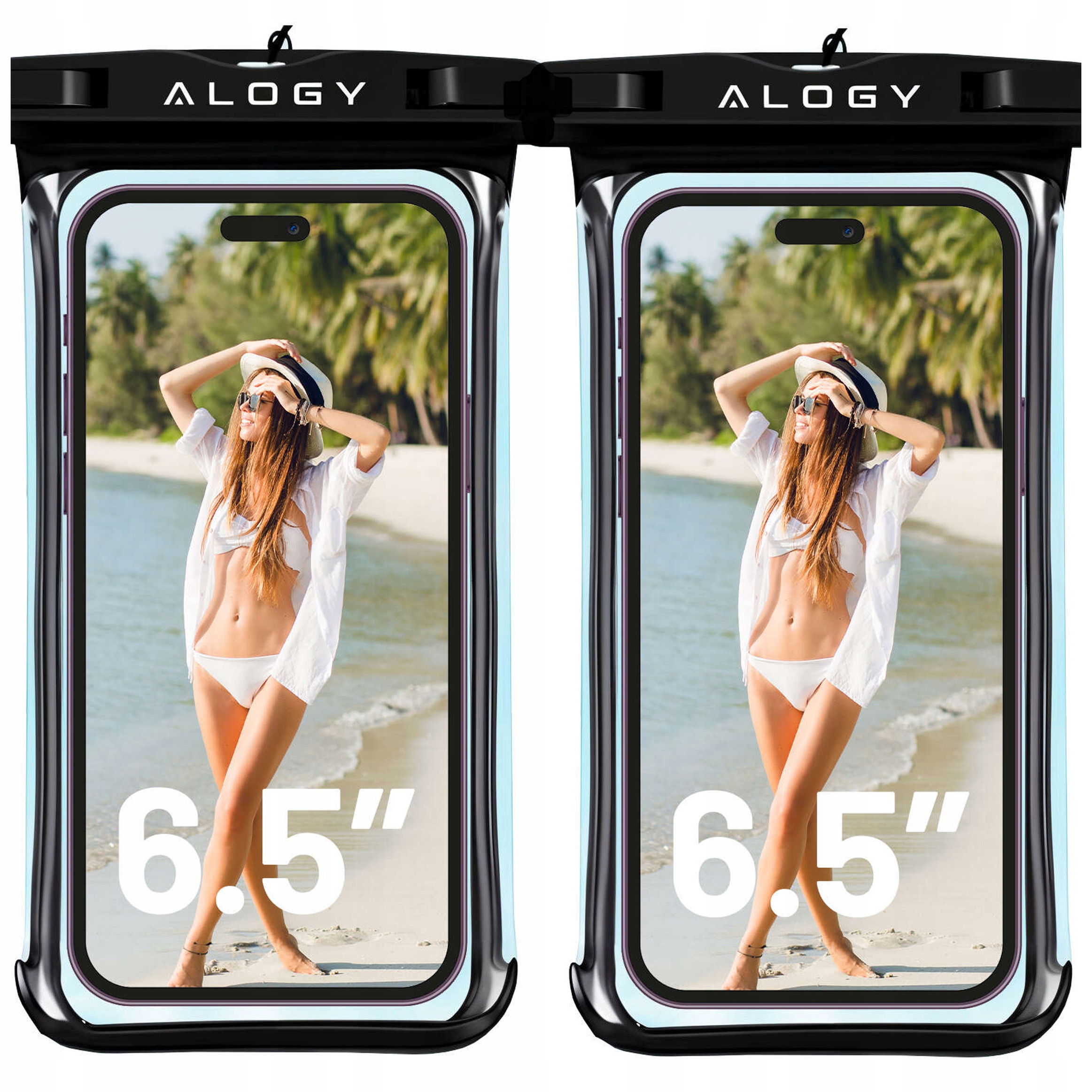 2x Etui Wodoodporne Alogy IPX8 na telefon 6.5 na basen kajak do wody [2szt]