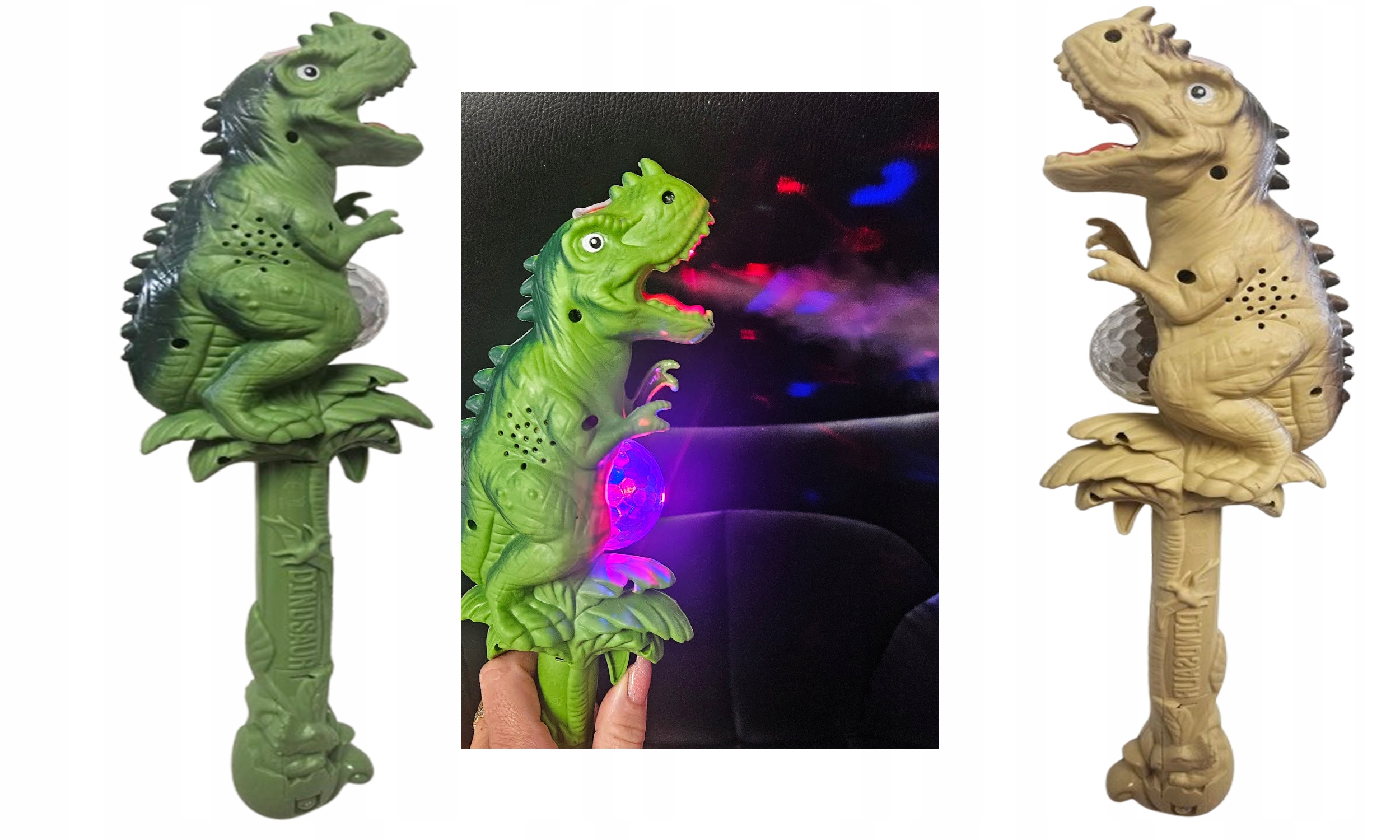 ŚWIECĄCY ZIEJĄCY SMOK DYMEM DINOZAUR RÓŻDŻKA MIECZ 37CM E2478
