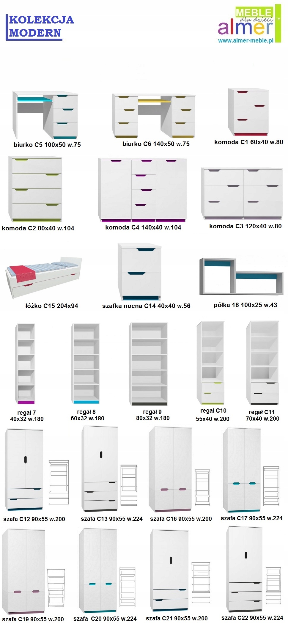 regał MODERN C11 70x40 w.200 Marka ALMER MEBLE