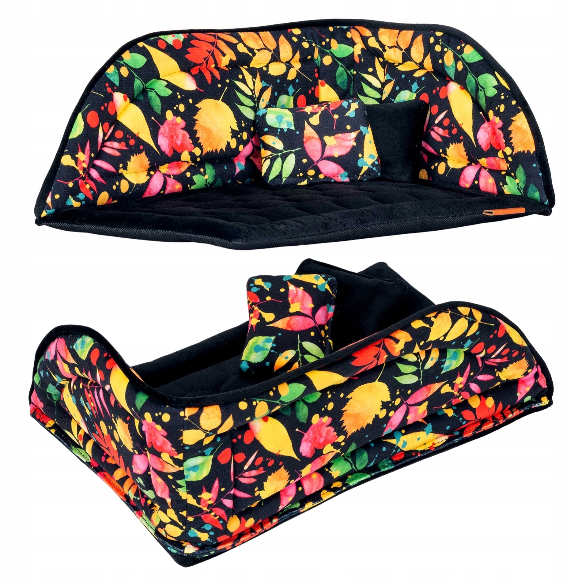 Levně Rohové lehátko Pelíšek pro malého pejska 30x40x16 cm Ukory Černé listy