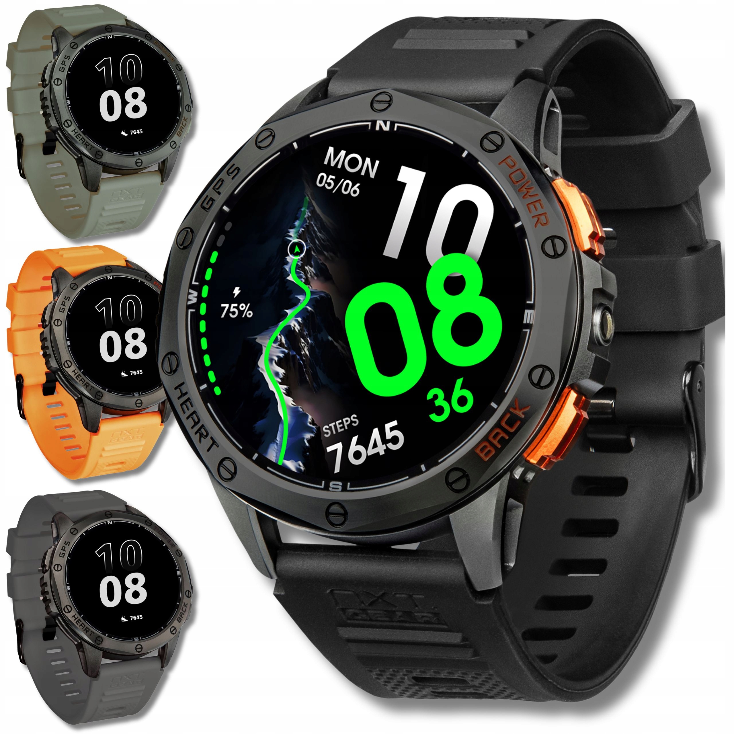 Zegarek Smartwatch męski Gps Wodoszczelny Język Polski Amoled 3 paski Sms
