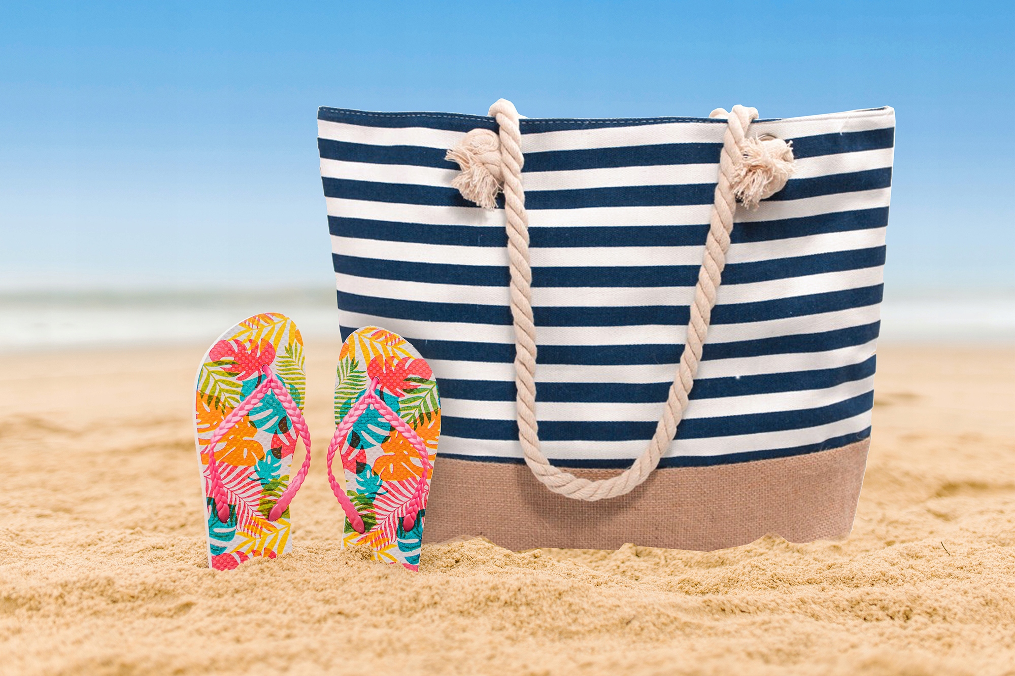 TORBA PLAŻOWA MARYNARSKA W PASKI ZAPINANA MIEJSKA SHOPPER NA ZAKUPY PLAŻĘ Materiał dominujący inny