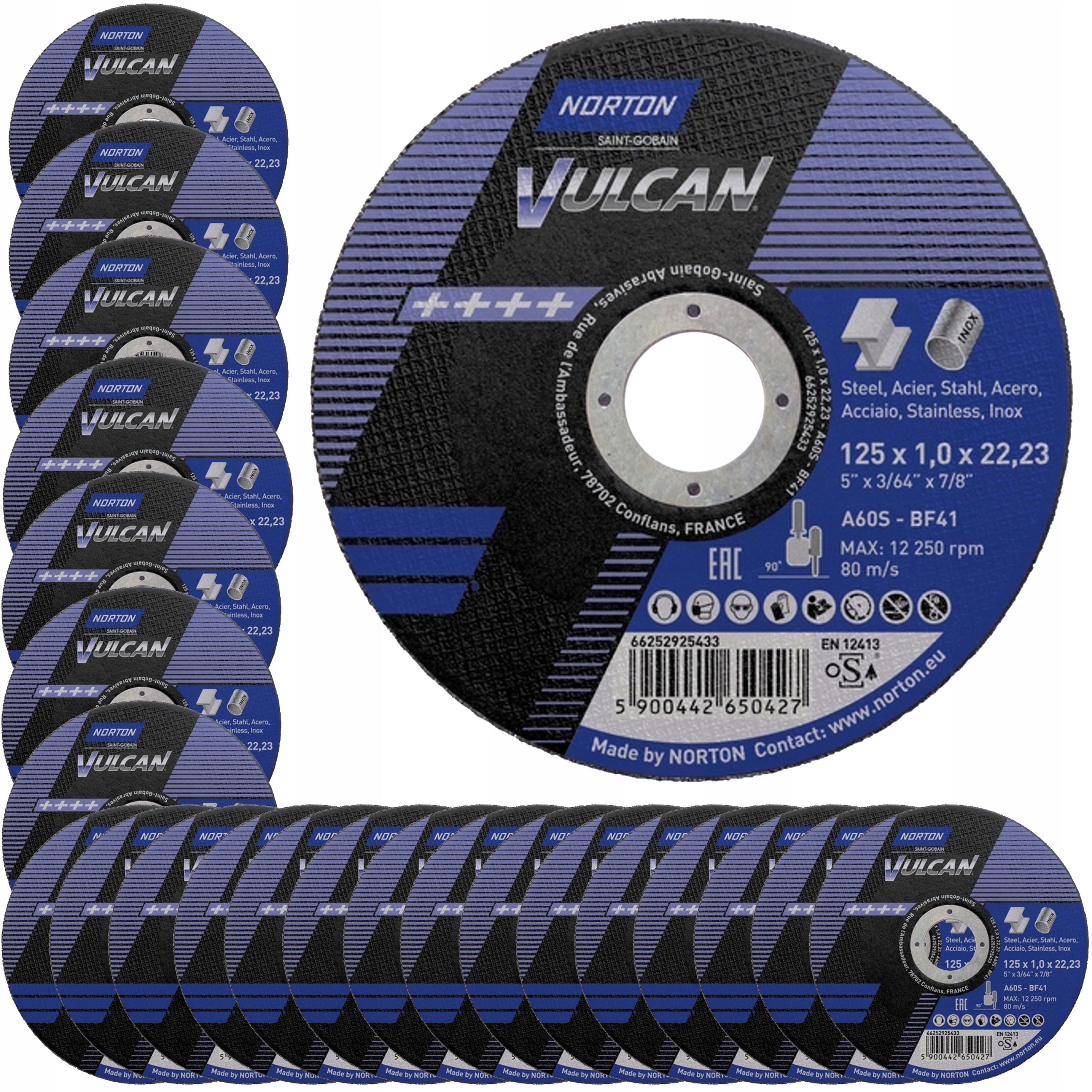 

Tarcza Cięcia Norton Vulcan 125x1 Stal Inox 25 szt