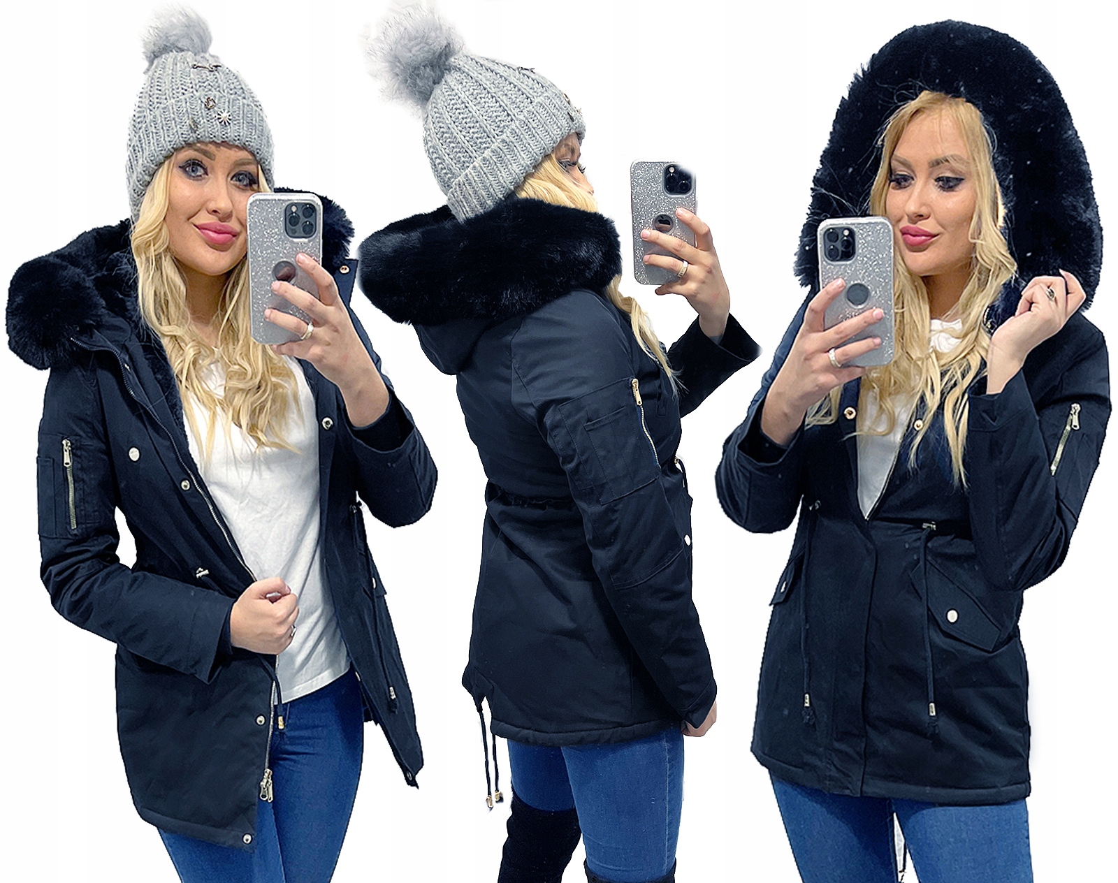 

Ciepła Zimowa Parka Na Misiu Kurtka Z Kapturem 6XL