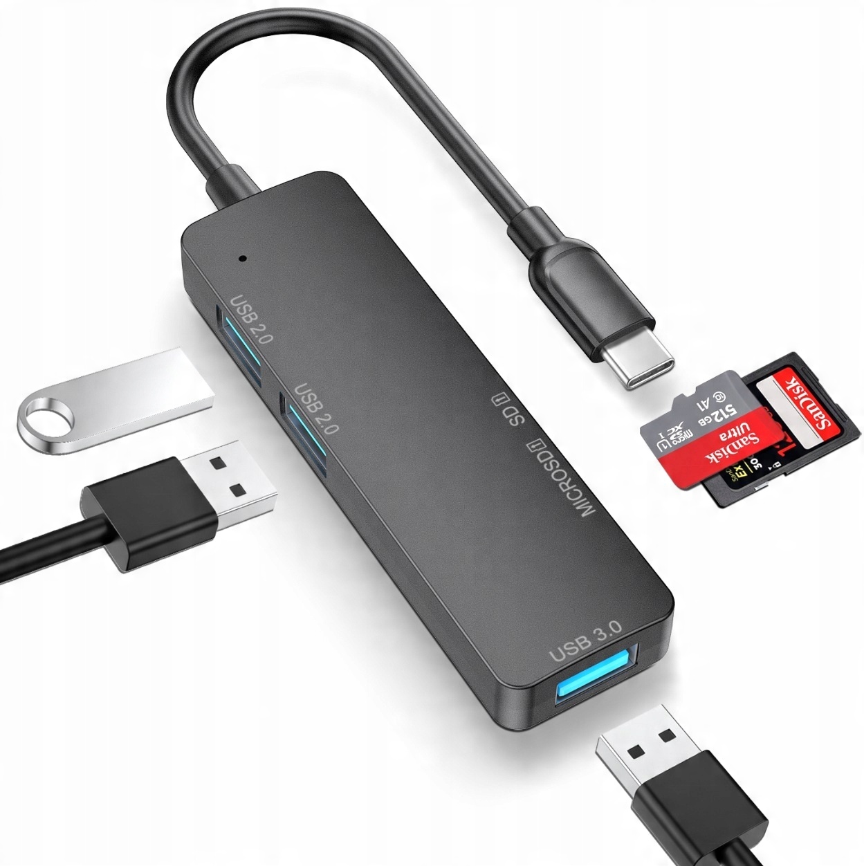 

Hub Usb-c Adapter Przejściówka Usb 3.0 Micro Sd