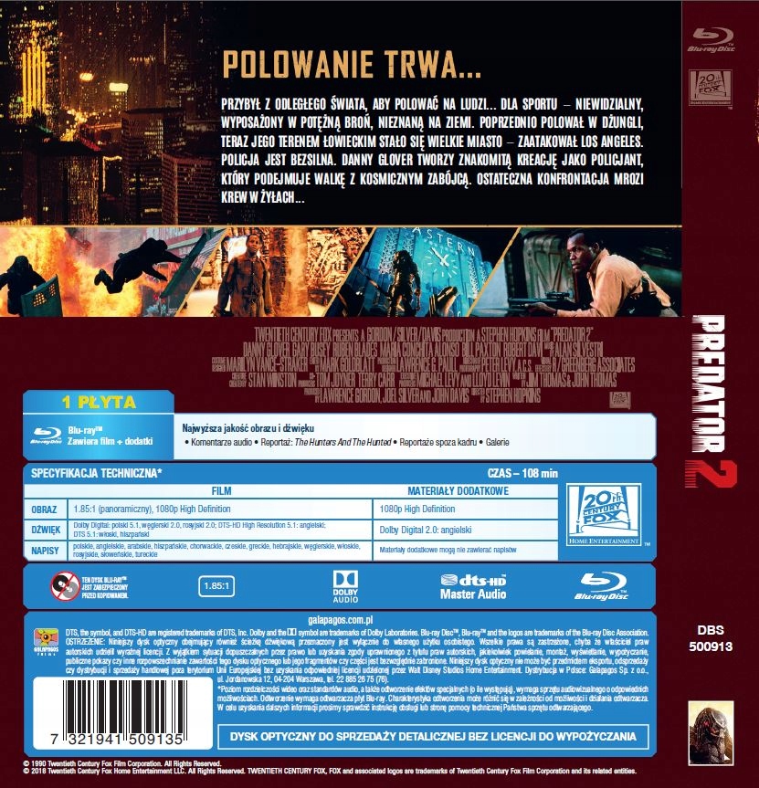 PREDATOR 2 (BD) Gatunek science fiction