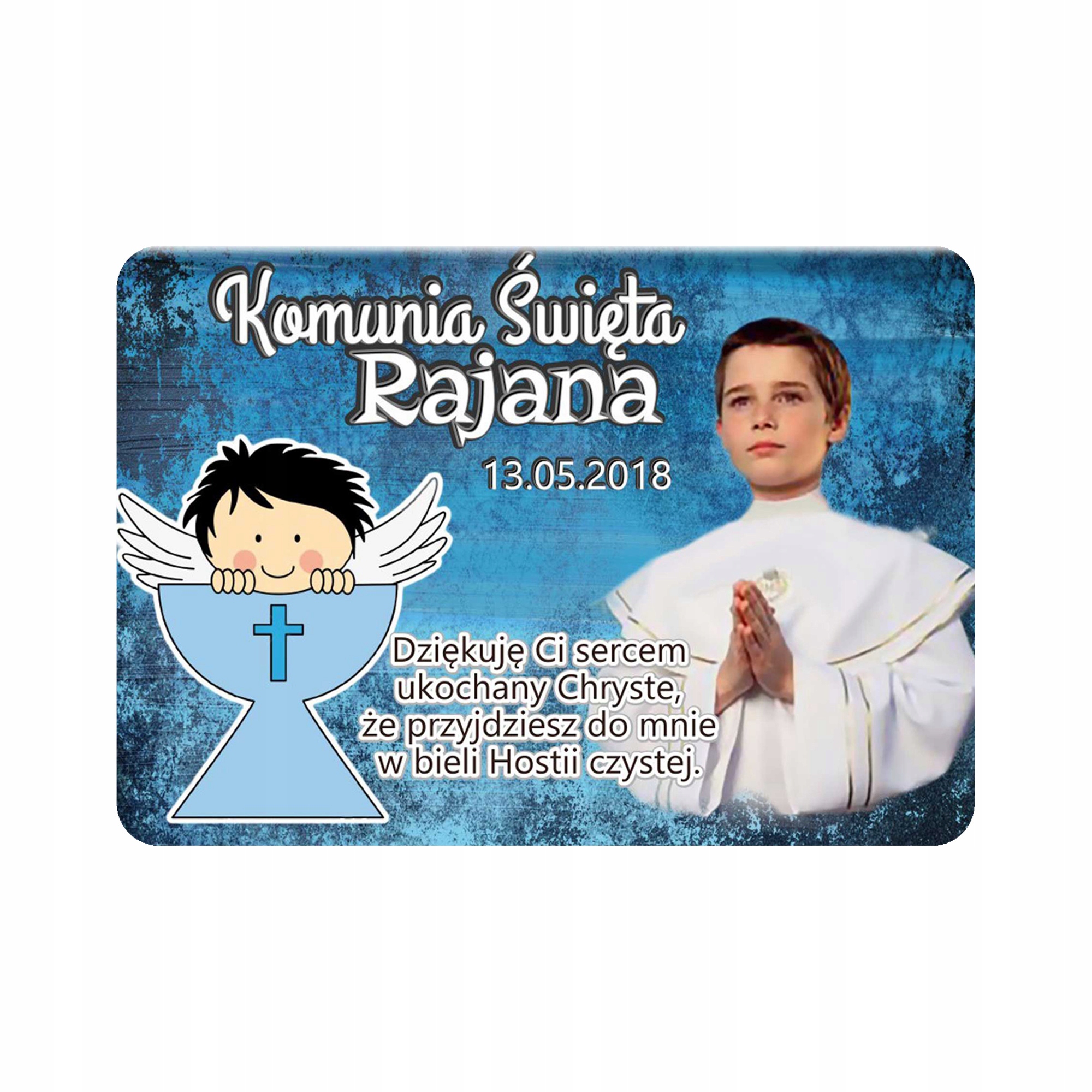 Magnes personalizowany 10x7 podziękowania Chrzest Roczek Komunia Św.