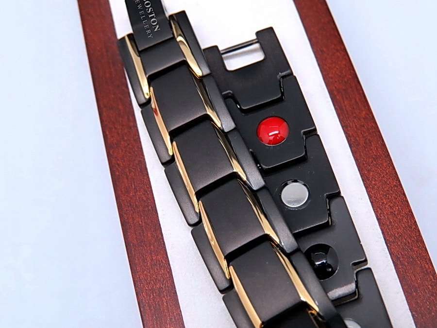 CZARNA ZDROWOTNA BRANSOLETKA MĘSKA MAGNETYCZNA MOC Długość całkowita 21.5 cm