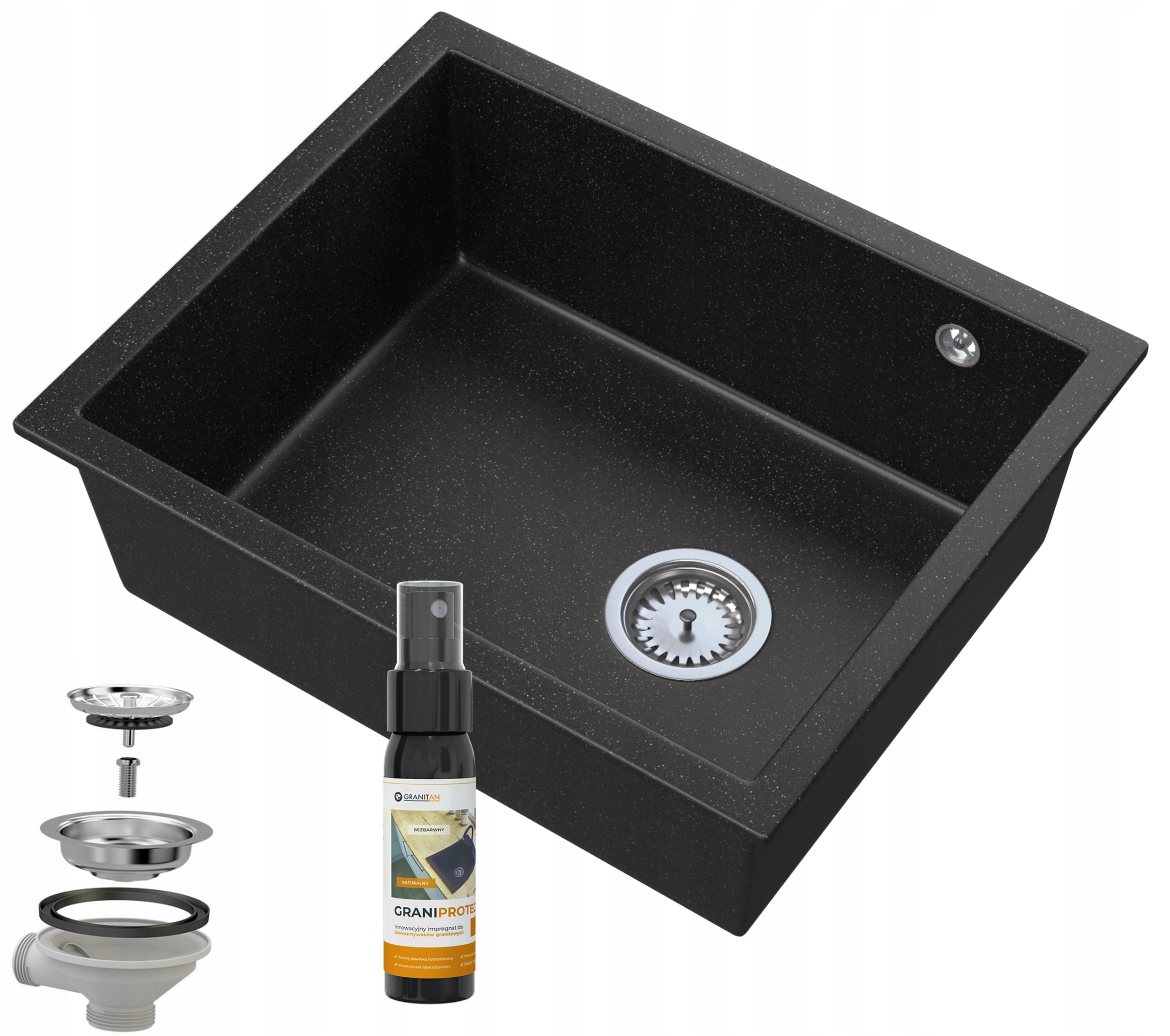 Poddoskový Granitový Drez, Chróm, Závesný Salix