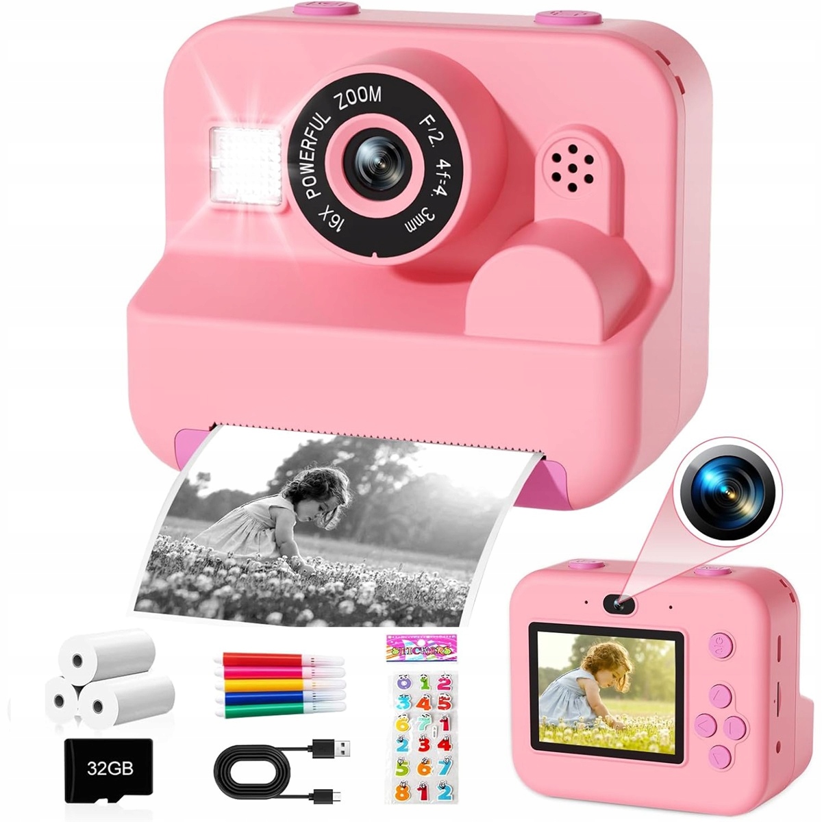 Digitální Instantní Fotoaparát Pro Děti S 32GB Tiskárnou