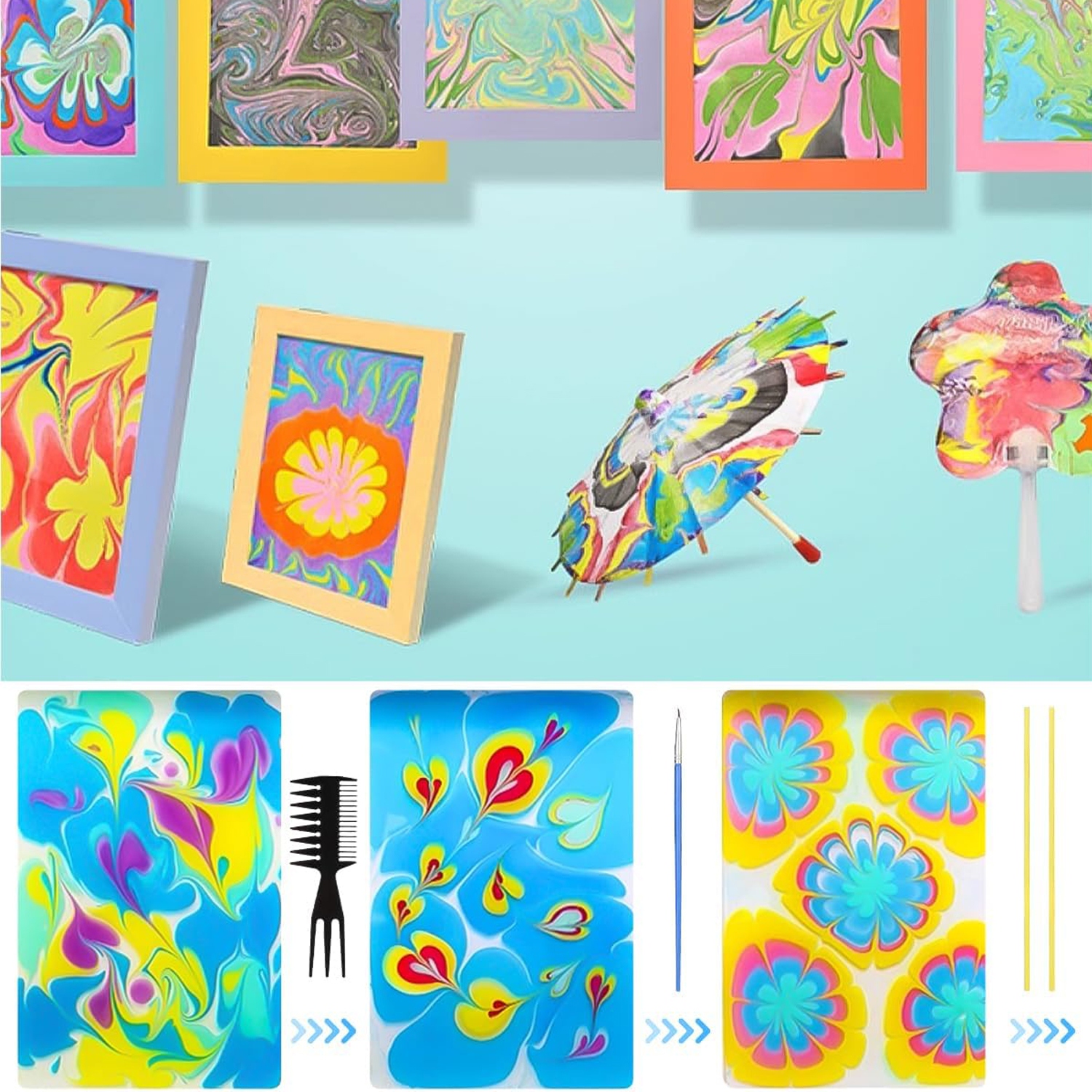 ZESTAW FARBA MARMURKOWA ARTYSTYCZNY RĘKODZIEŁA 12 KOLORÓW DO MALOWANIA WODĄ Marka Bedee