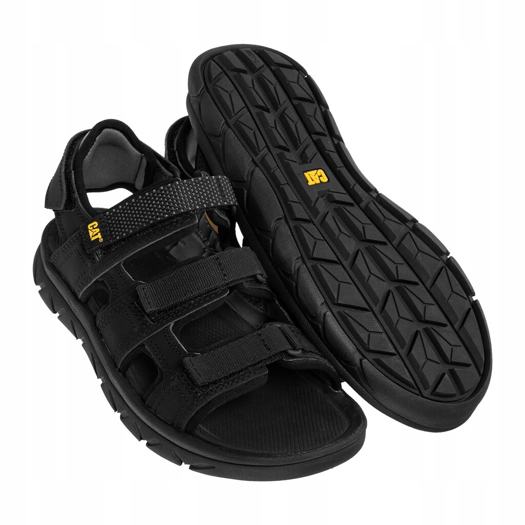 Kožené sportovní sandály na suchý zip Cat Footwear Cadent Black 42