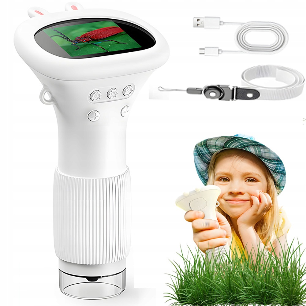 Dětský Mikroskop 2 Palce Přenosný Vzdělávací Vědecký x1000 Hd Led Žlutý