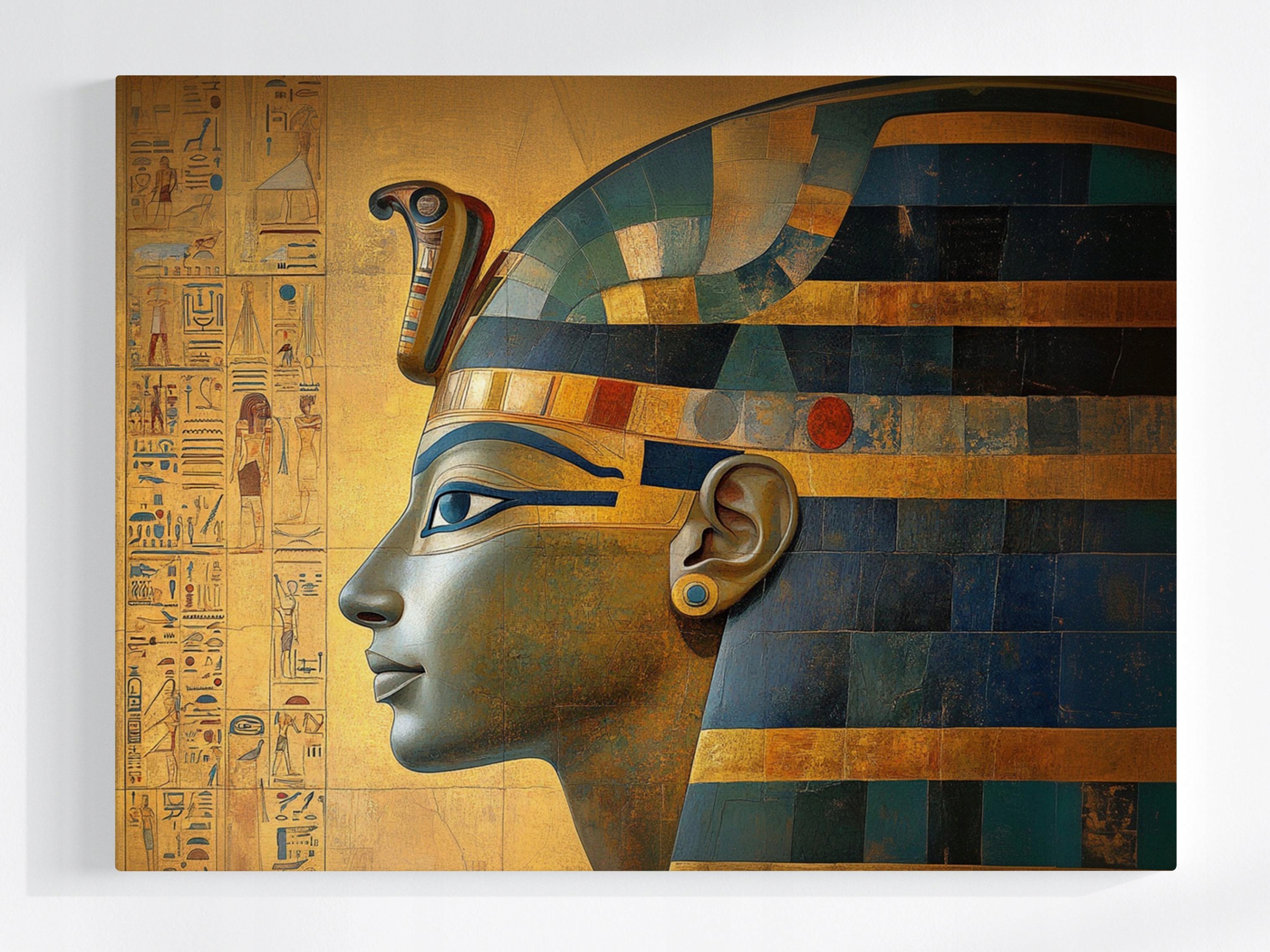 Obraz Na Plátně Canvas Egypt Faraon Hieroglyfy Zlato Umění Maska 100x75
