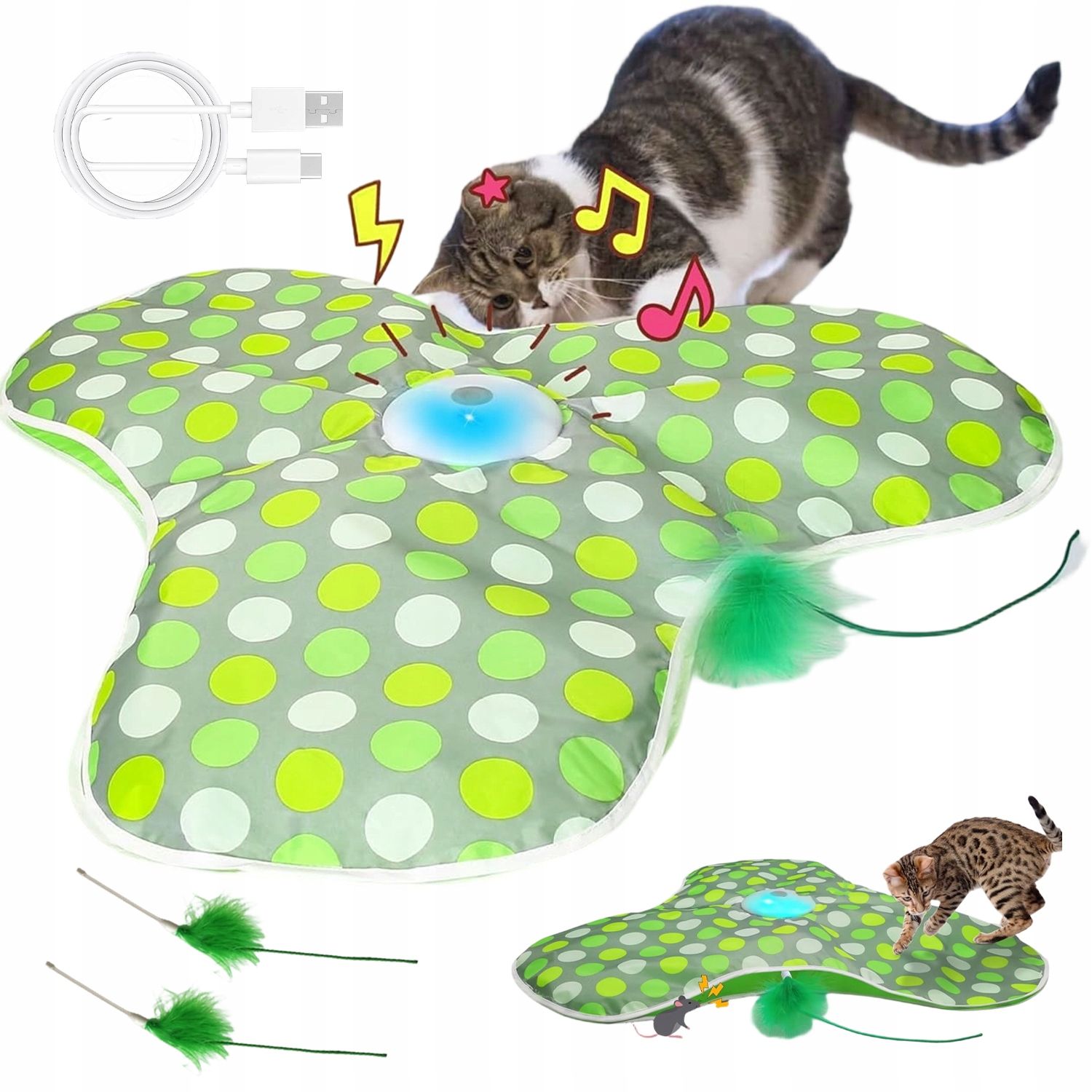 Levně Interaktivní Hračka Pro Kočky S Pírkem, Senzor Pohybu, Tichý Chod Usb