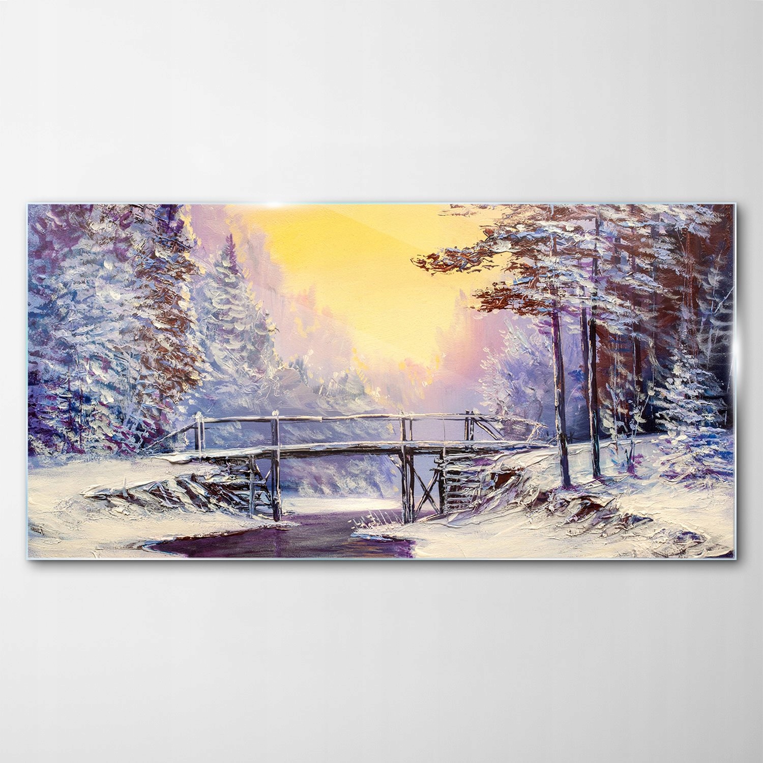 Tvrzený skleněný obraz Most Řeka Zima 100x50