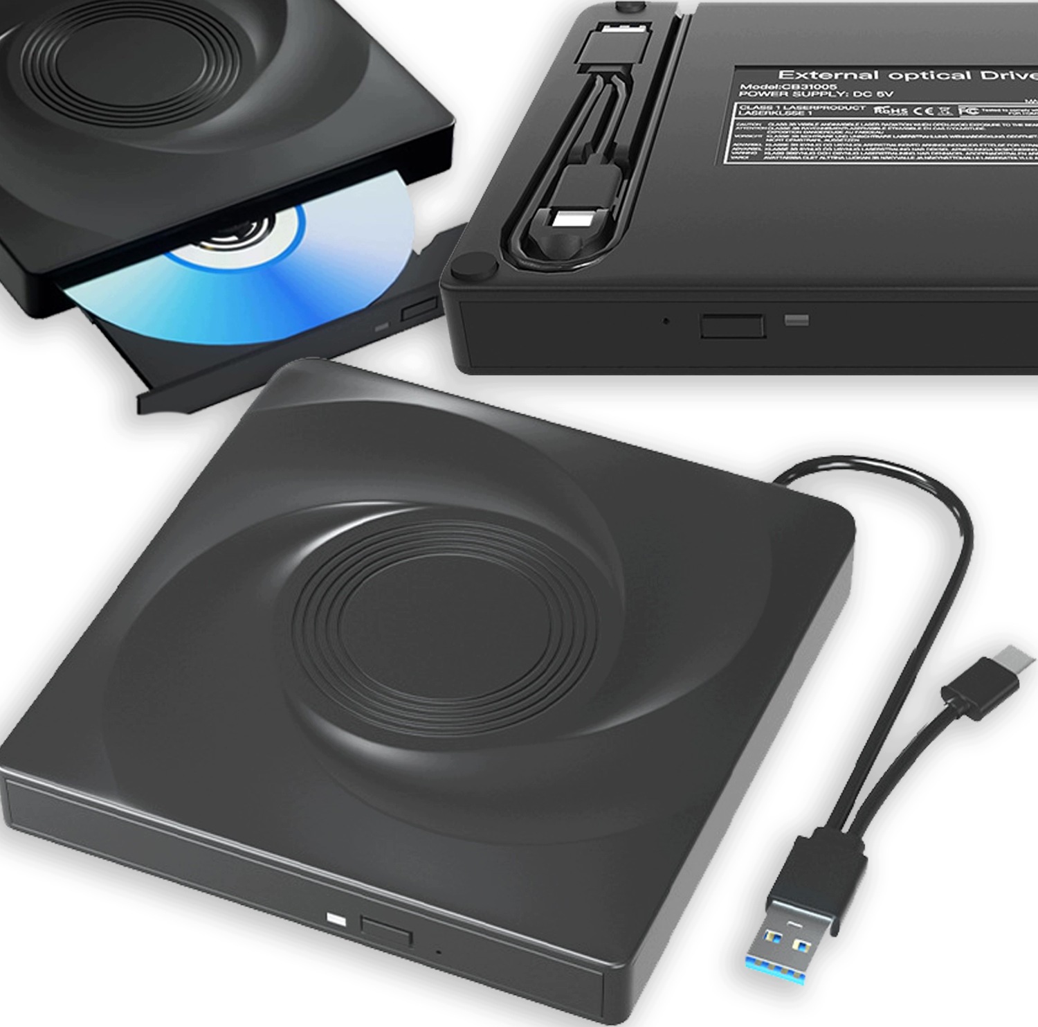 Externí Jednotka CD DVD Usb Rekordér Pro Notebook Pc Přenosný Přehrávač