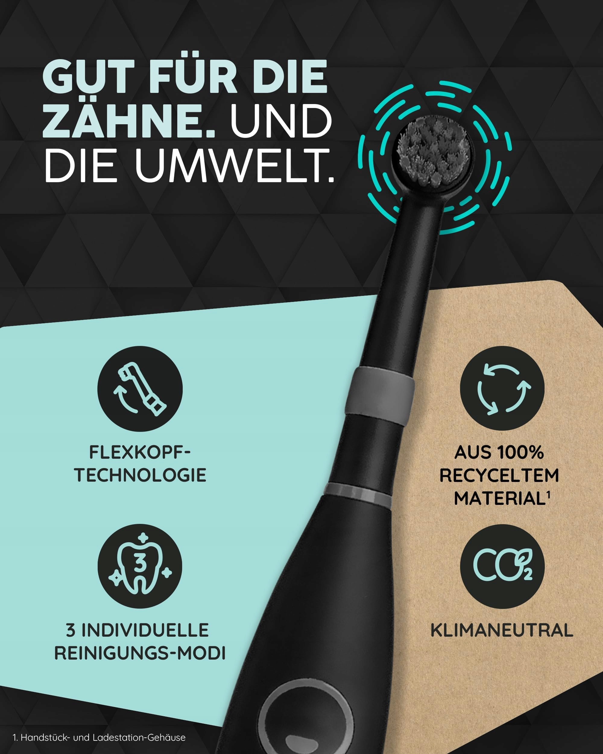 HAPPYBRUSH Szczoteczka Elektryczna Eco R2 Z Akumulatorem 3 Końcówki — miniatura 4