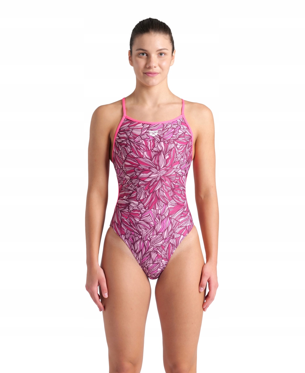 Strój kąpielowy Arena Pink Dahlia Swimsuit Lace Shocking Pink-multi 42