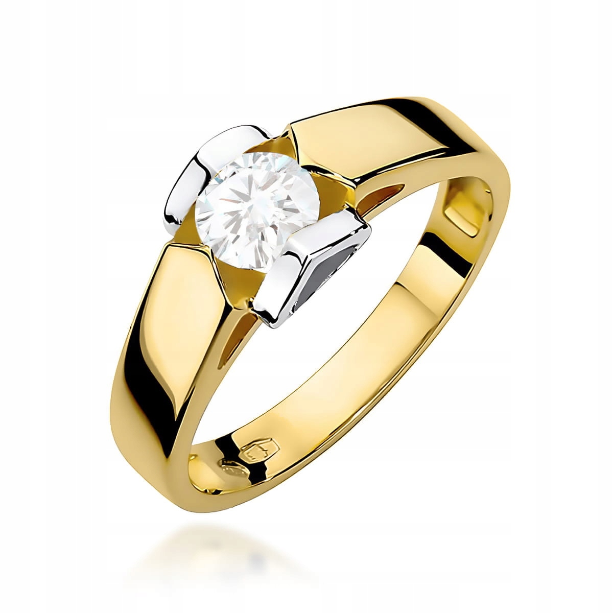 Zlatý prstýnek 585 s laboratorním diamantem 0.50 ct pro zásnuby, módní