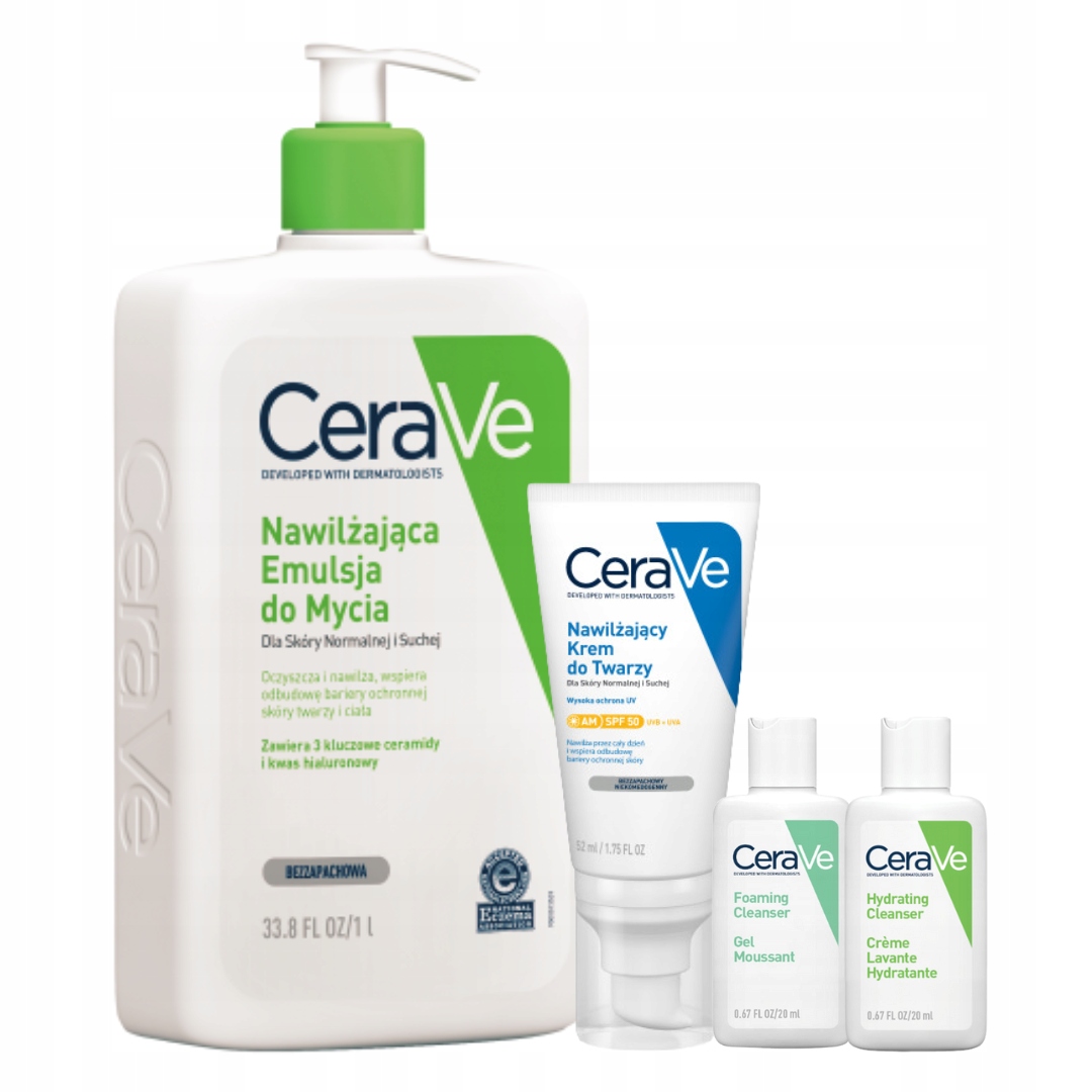 CeraVe Krem Nawilżający do Twarzy Spf 50 Emulsja do Mycia Skóra Sucha 1l