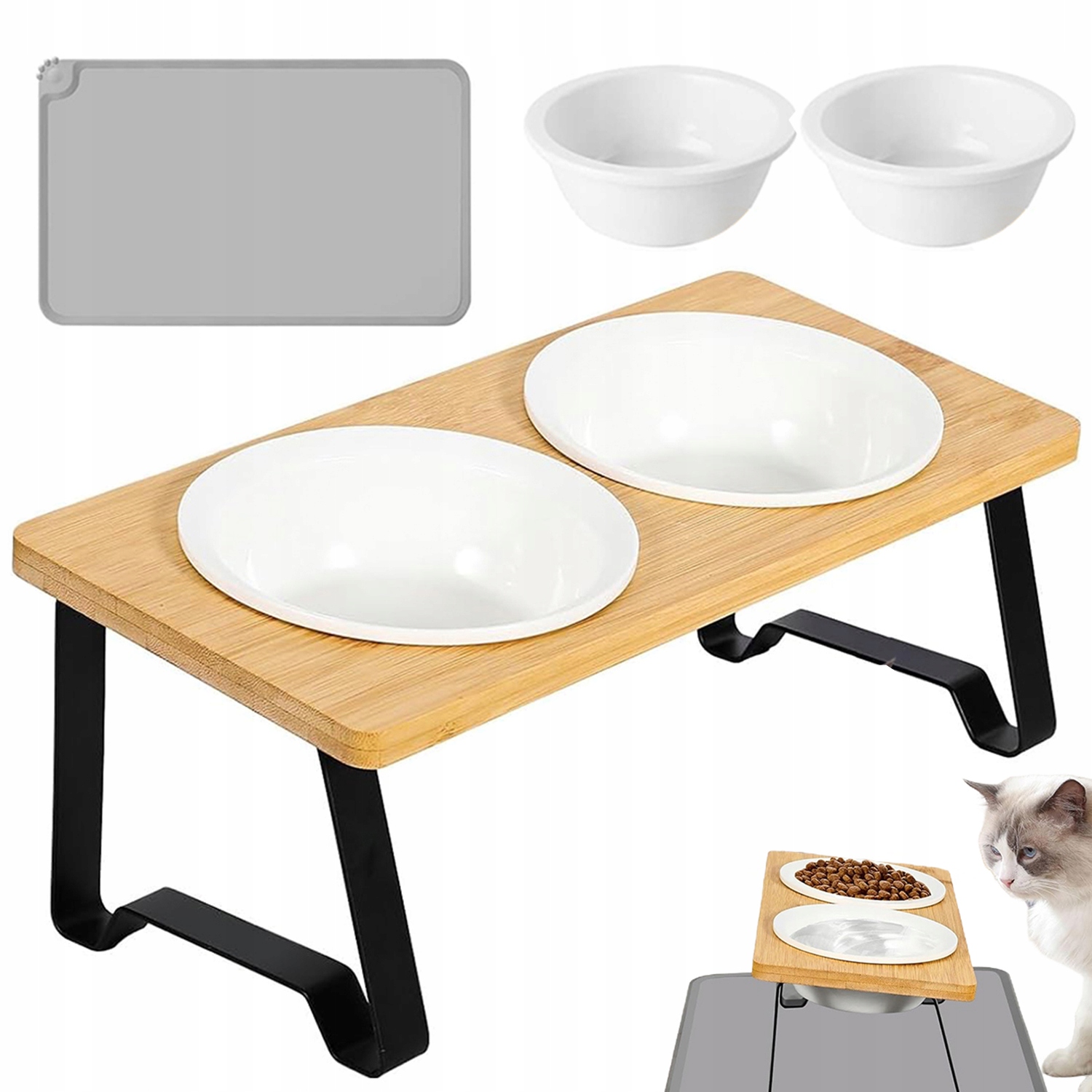 Levně Stojan Na Krmení, Vyvýšená Miska Pro Kočky A Malé Psy