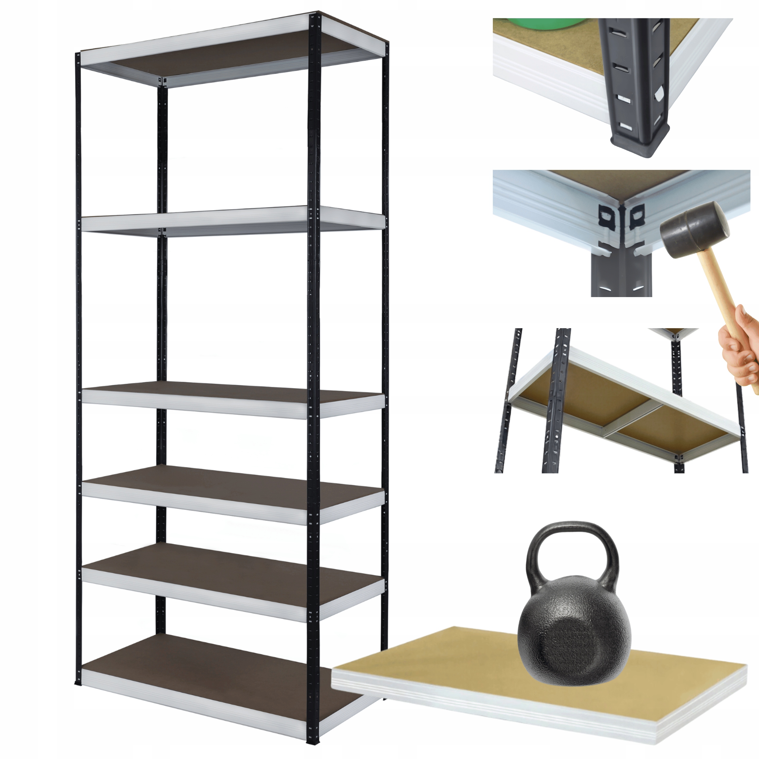 Kovový skladový regál Helios 196x90x35 cm 6Px175 kg Silný Poľský