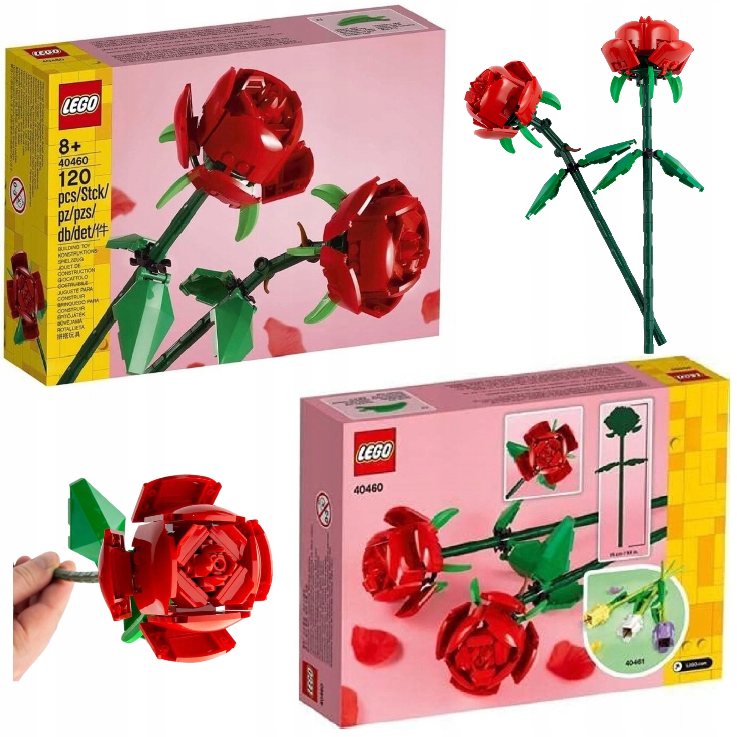 LEGO ICONS RÓŻE 40460 KLOCKI RÓŻA KWIATY PREZENT OZDOBA DEKORACJA WIOSNA Liczba elementów 120 szt.