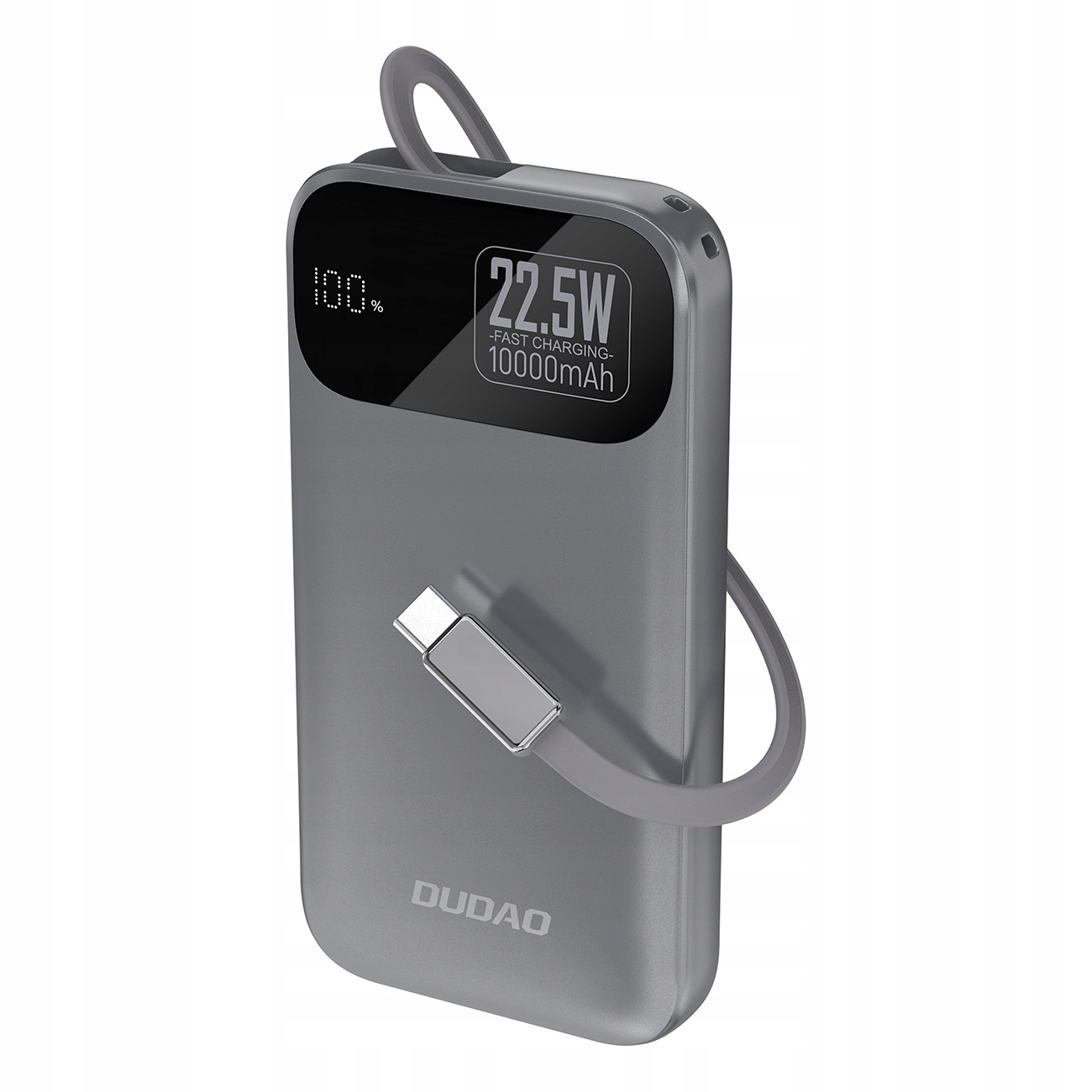 Powerbank Dudao K31 10000 mAh 22,5W Pd z wbudowanym kablem szary Dudao