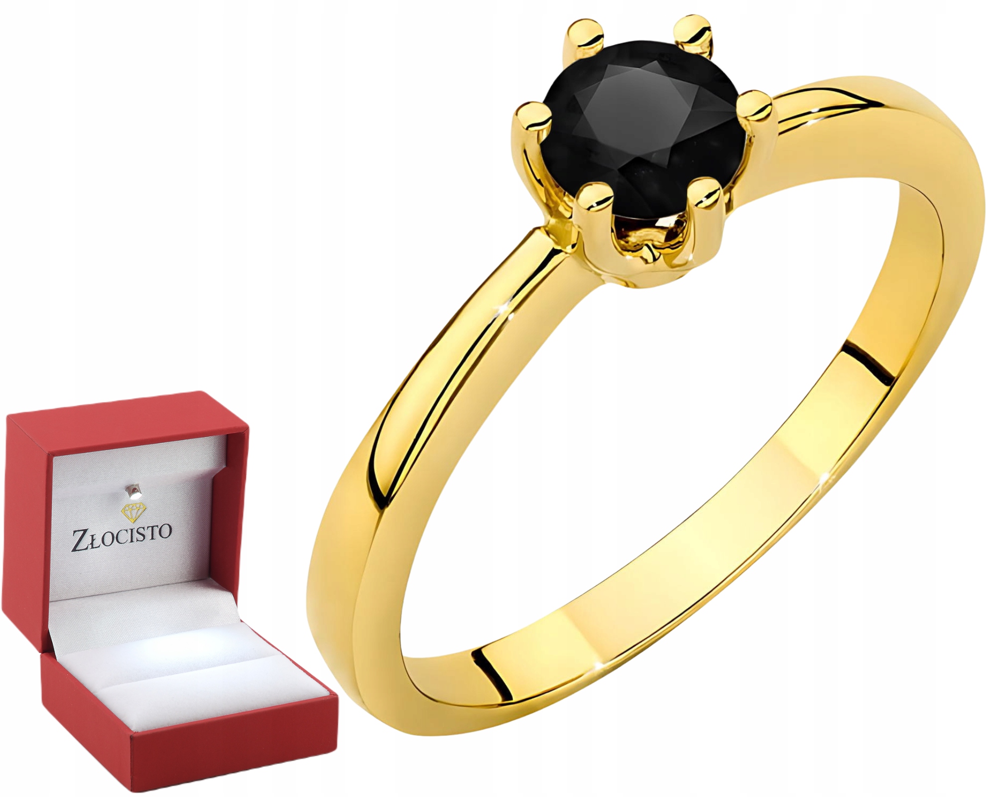 Prstýnek Prsten S Černým Diamantem, Gravírování Dárek Zlata 585