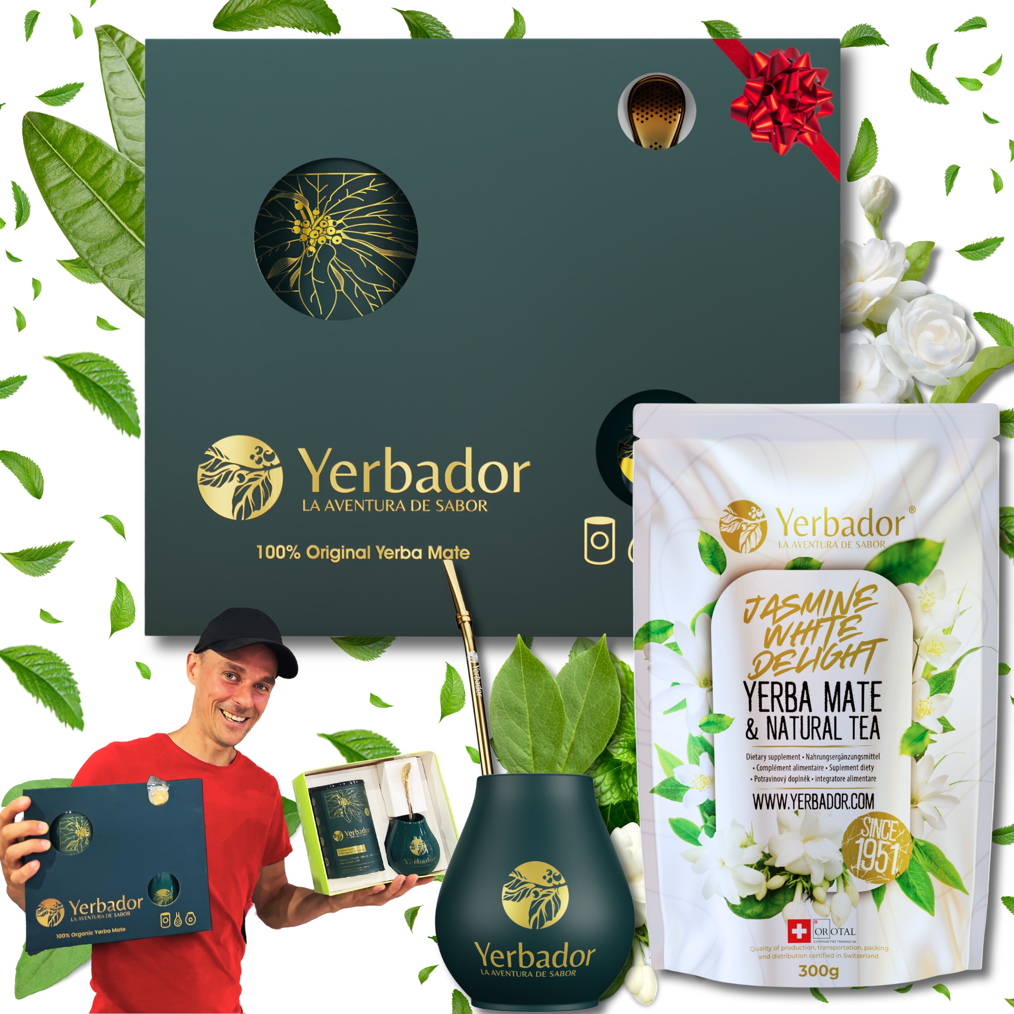 Levně Yerba Mate Startovací Sada Yerbador Jasmín Bílý Čaj Matero Bombilla