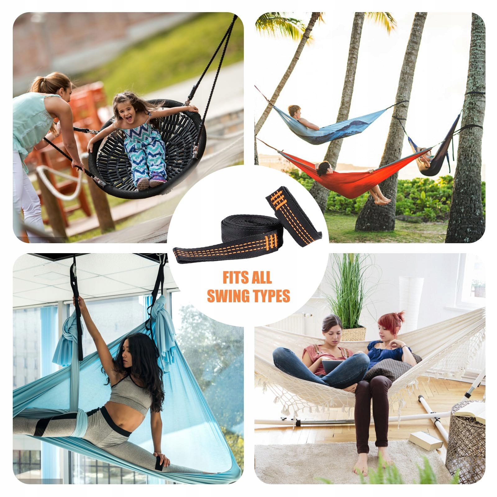 Zestaw Mocujący Do Hamaków Z Karabińczykami Na Camping Outdoor 2szt BOHRMA — miniatura 7