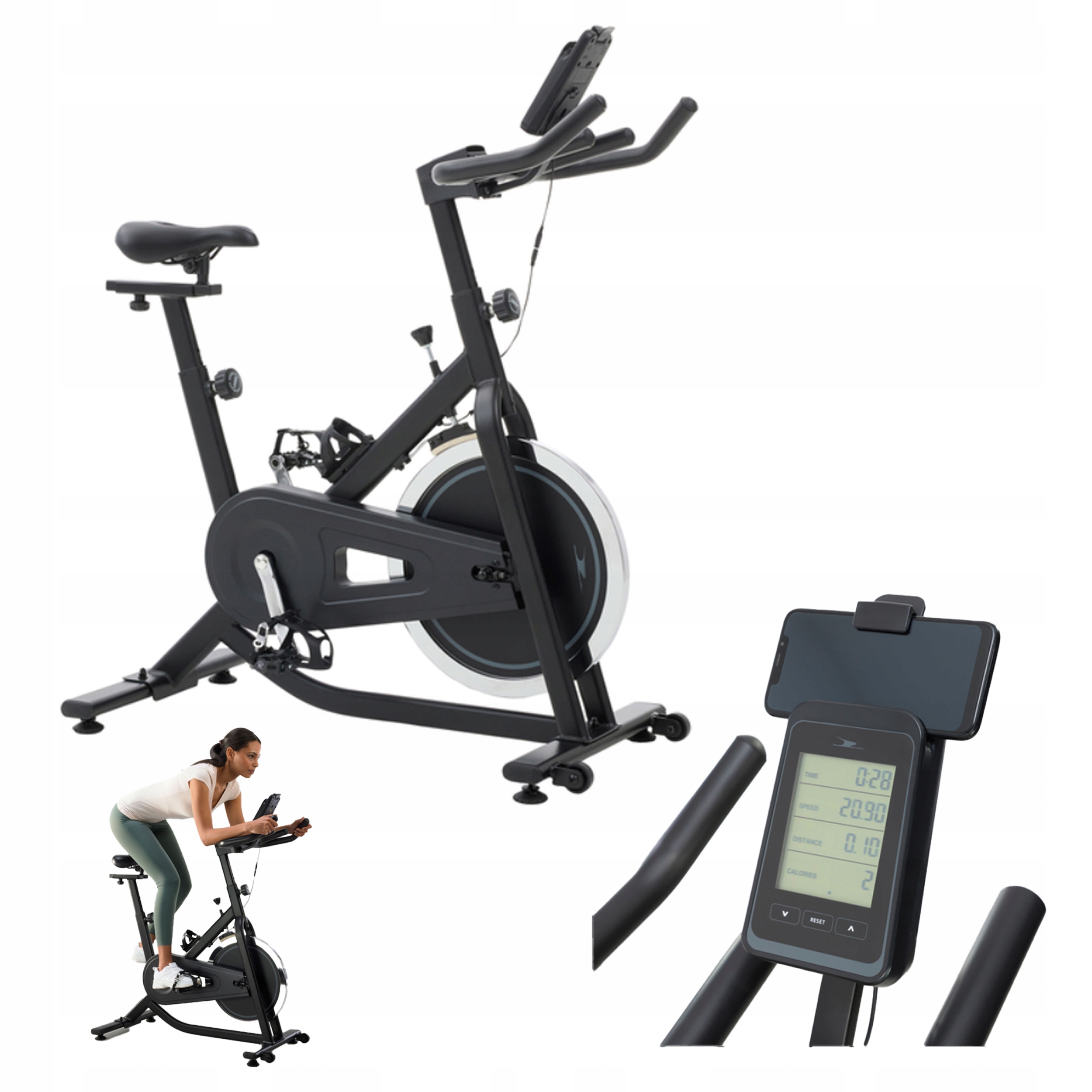 rowerek spinningowy Rower stacjonarny treningowy koło stal 13kg Mocny 120kg