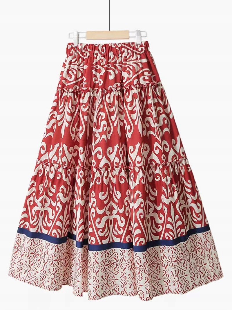 ZWIEWNA DŁUGA SPÓDNICA MAXI DO KOSTEK BOHO DAMSKA Wzór dominujący bez wzoru