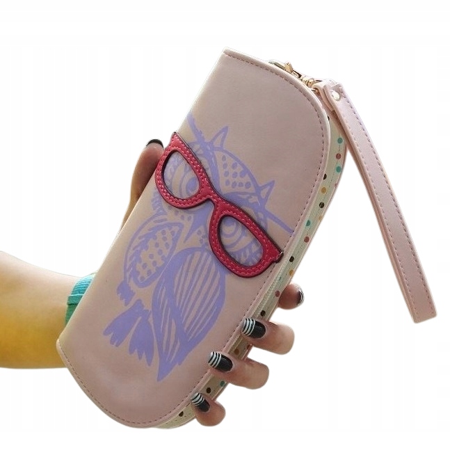 DUŻY PORTFEL TOREBKA Z SOWĄ SOWA OKULARY KOLORY