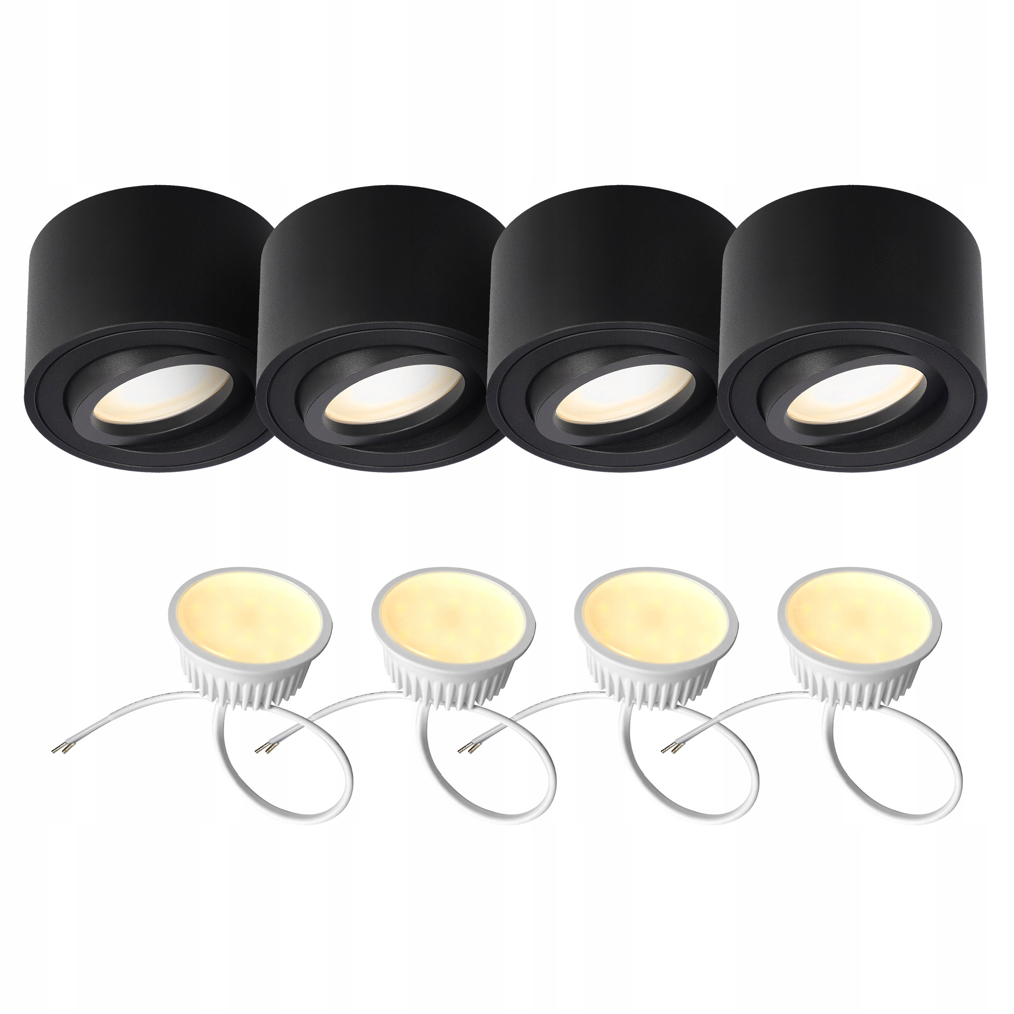 Edo 4x Oprawa Natynkowa Sufitowa Zalda Led 4,8W 3000K 500lm Ruchoma Czarna