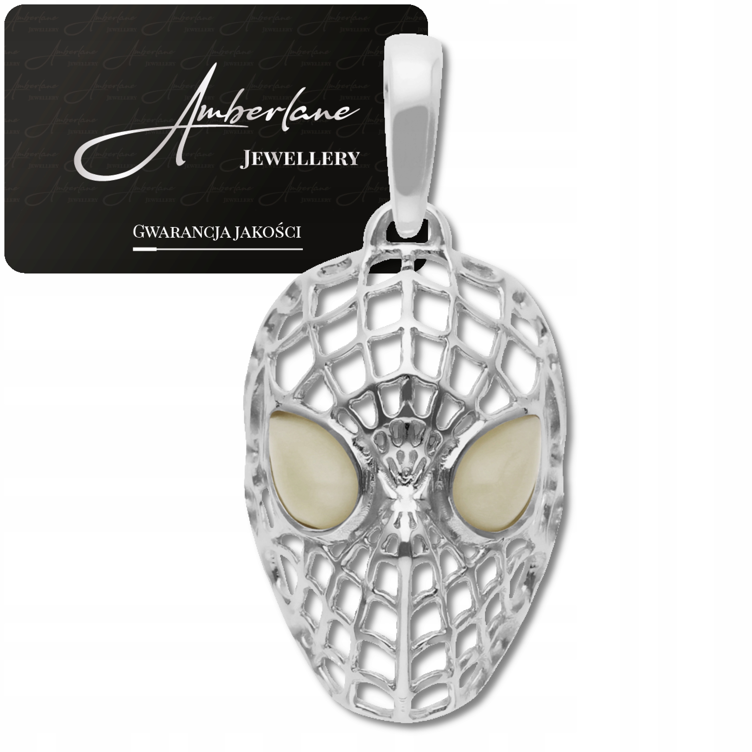 Stříbrný přívěsek s mléčným jantarem *stříbro 925* ažurová Maska